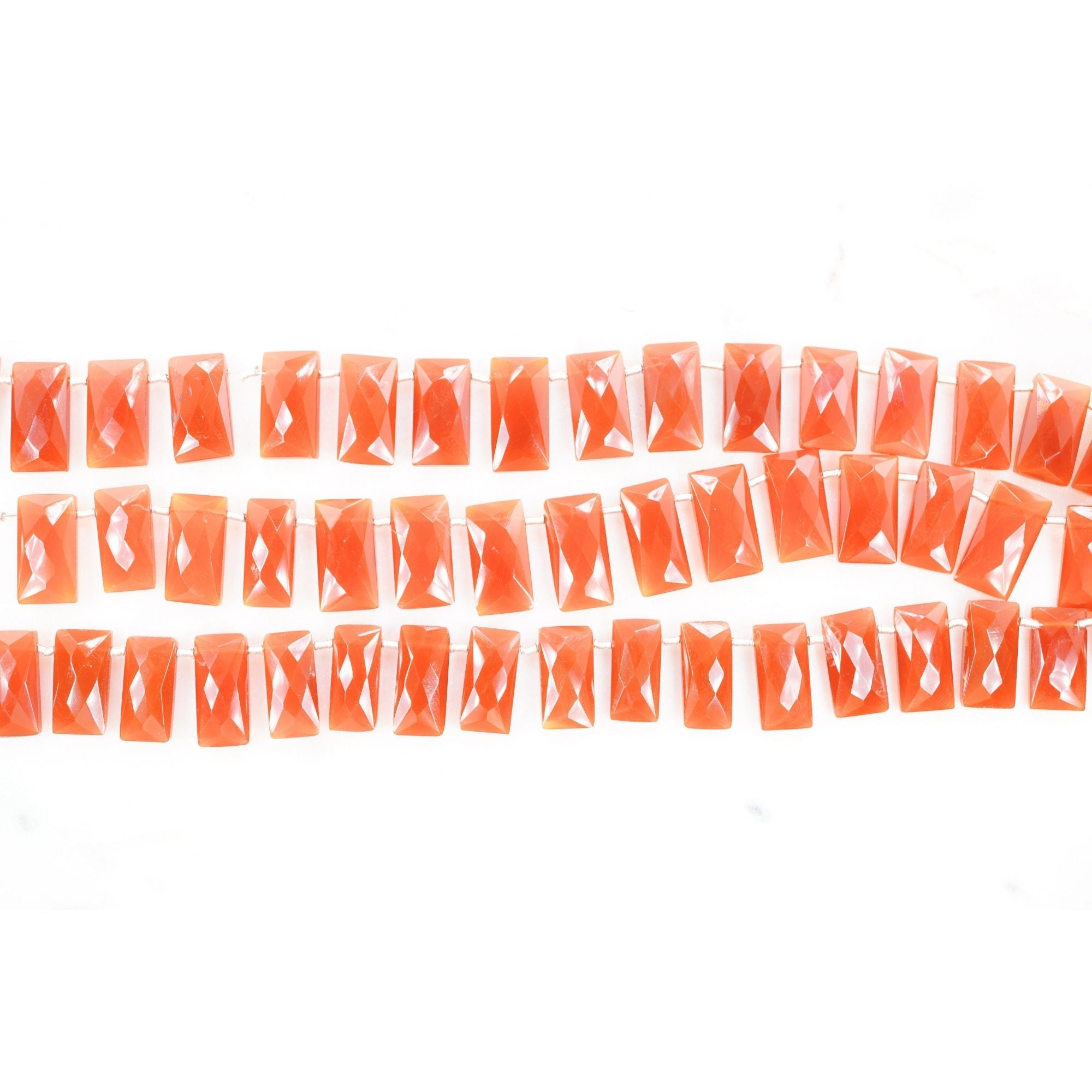 Red Onyx 13 X 5 - 14 X 6 MM Faceted Rectangle Shape Gemstone Strand Beads