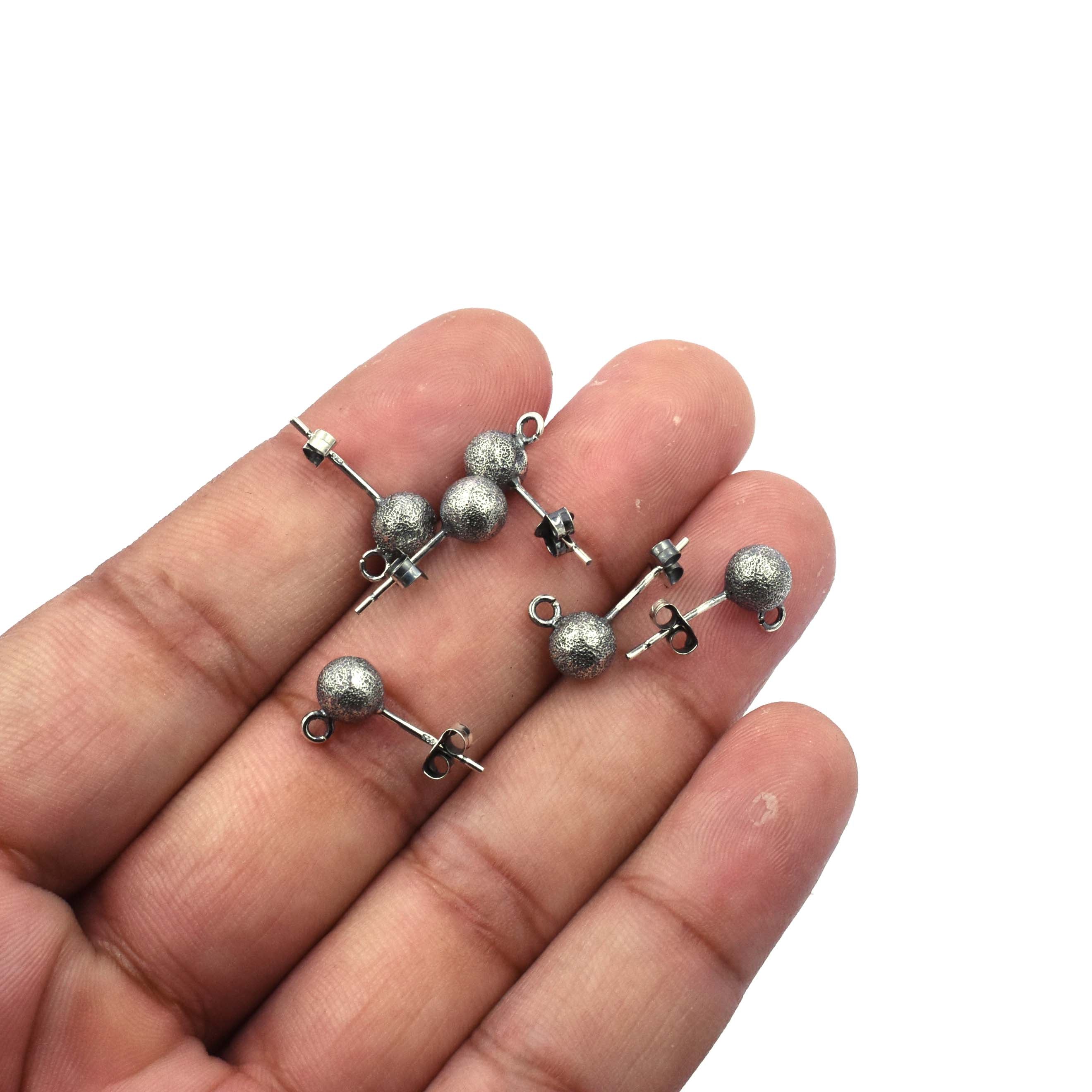 925 Silver Ball Stud Earrings with Open Loop