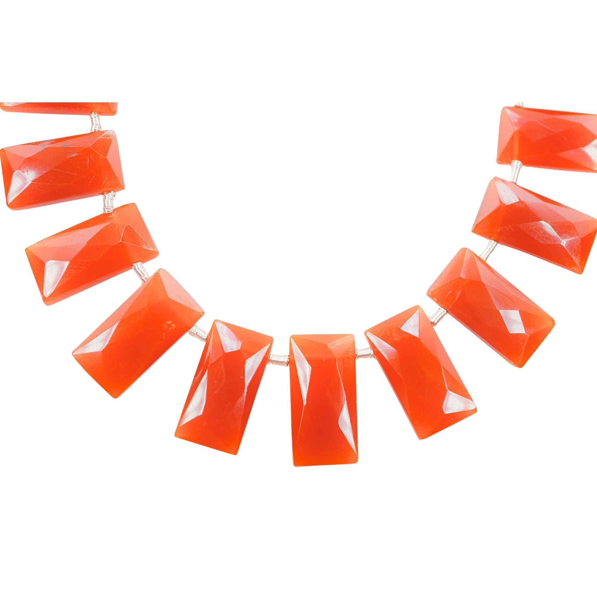Red Onyx 13 X 5 - 14 X 6 MM Faceted Rectangle Shape Gemstone Strand Beads
