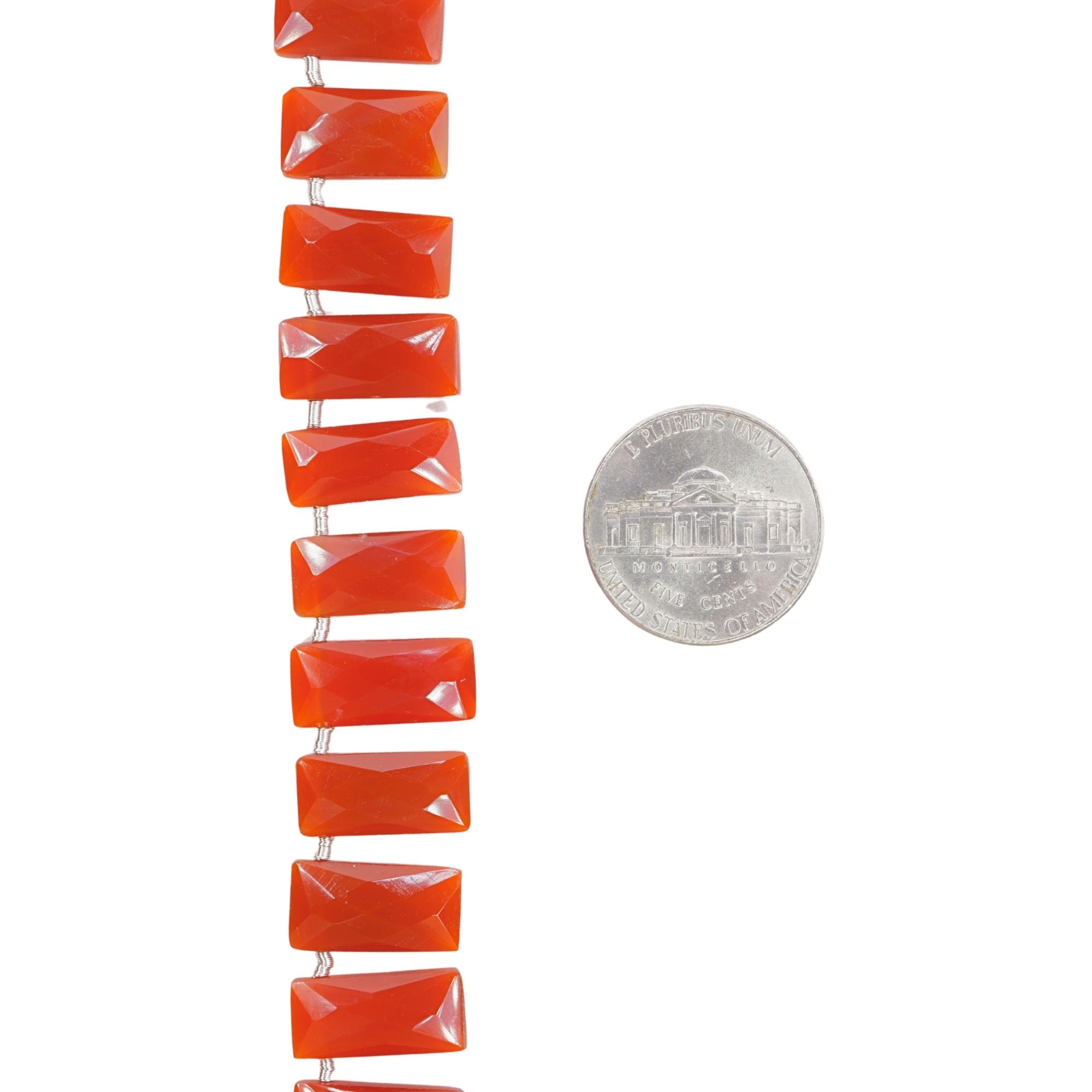 Red Onyx 13 X 5 - 14 X 6 MM Faceted Rectangle Shape Gemstone Strand Beads