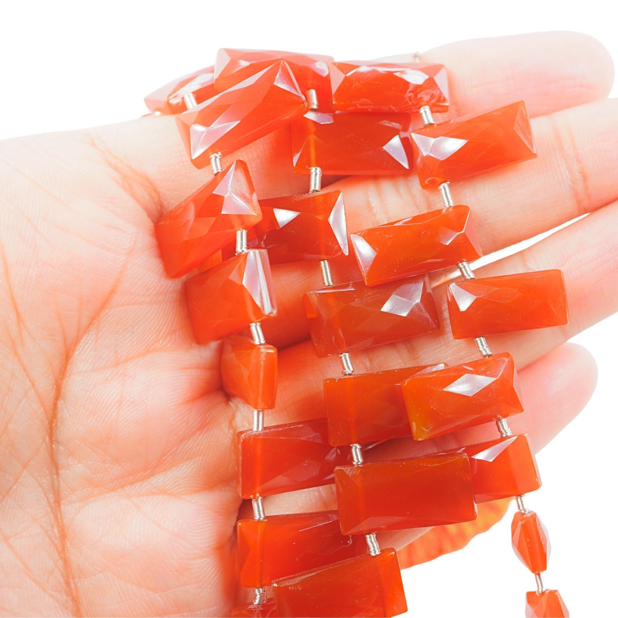 Red Onyx 13 X 5 - 14 X 6 MM Faceted Rectangle Shape Gemstone Strand Beads