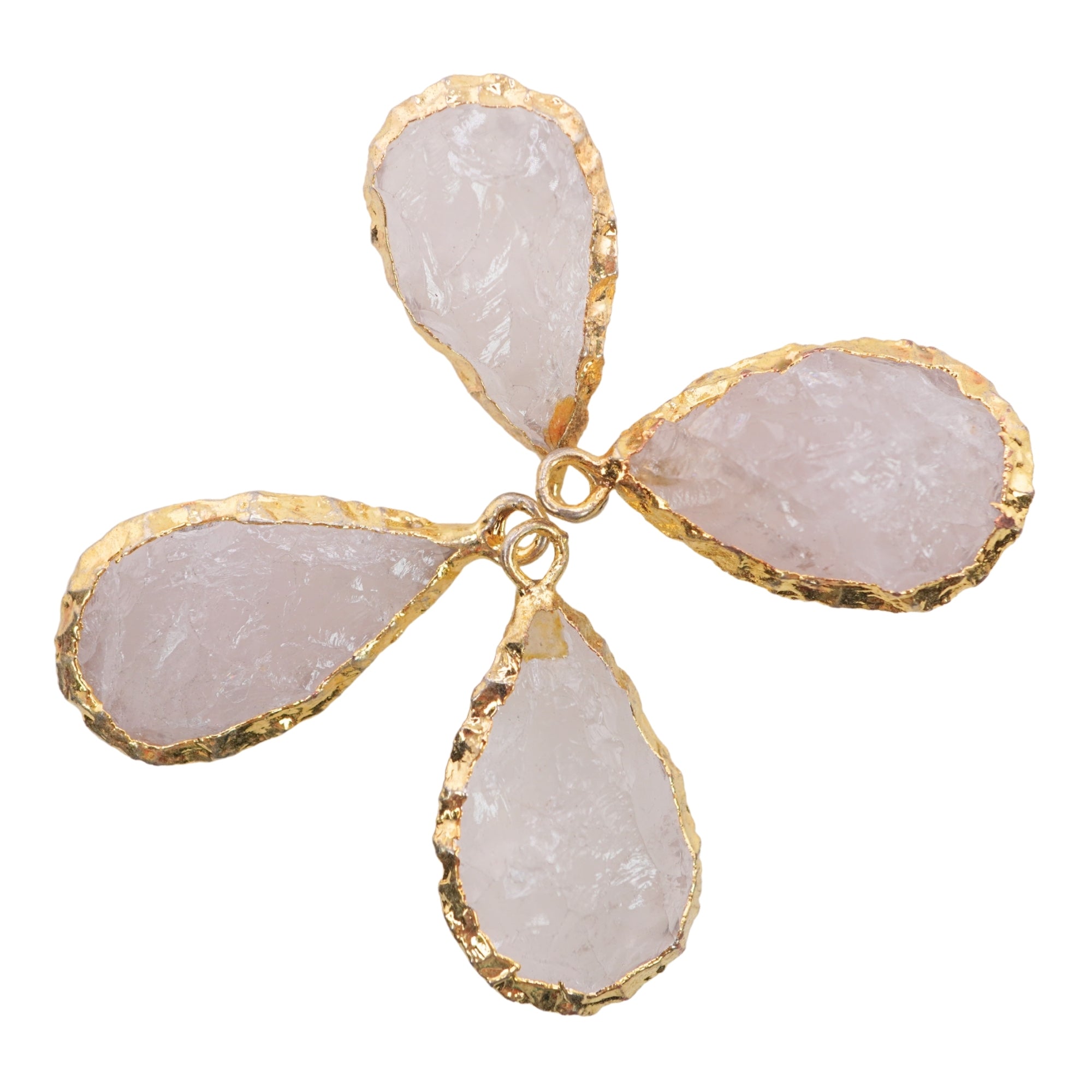 Crystal Quartz Pear Shape Gemstone Gold Electroplated Charm Pendant