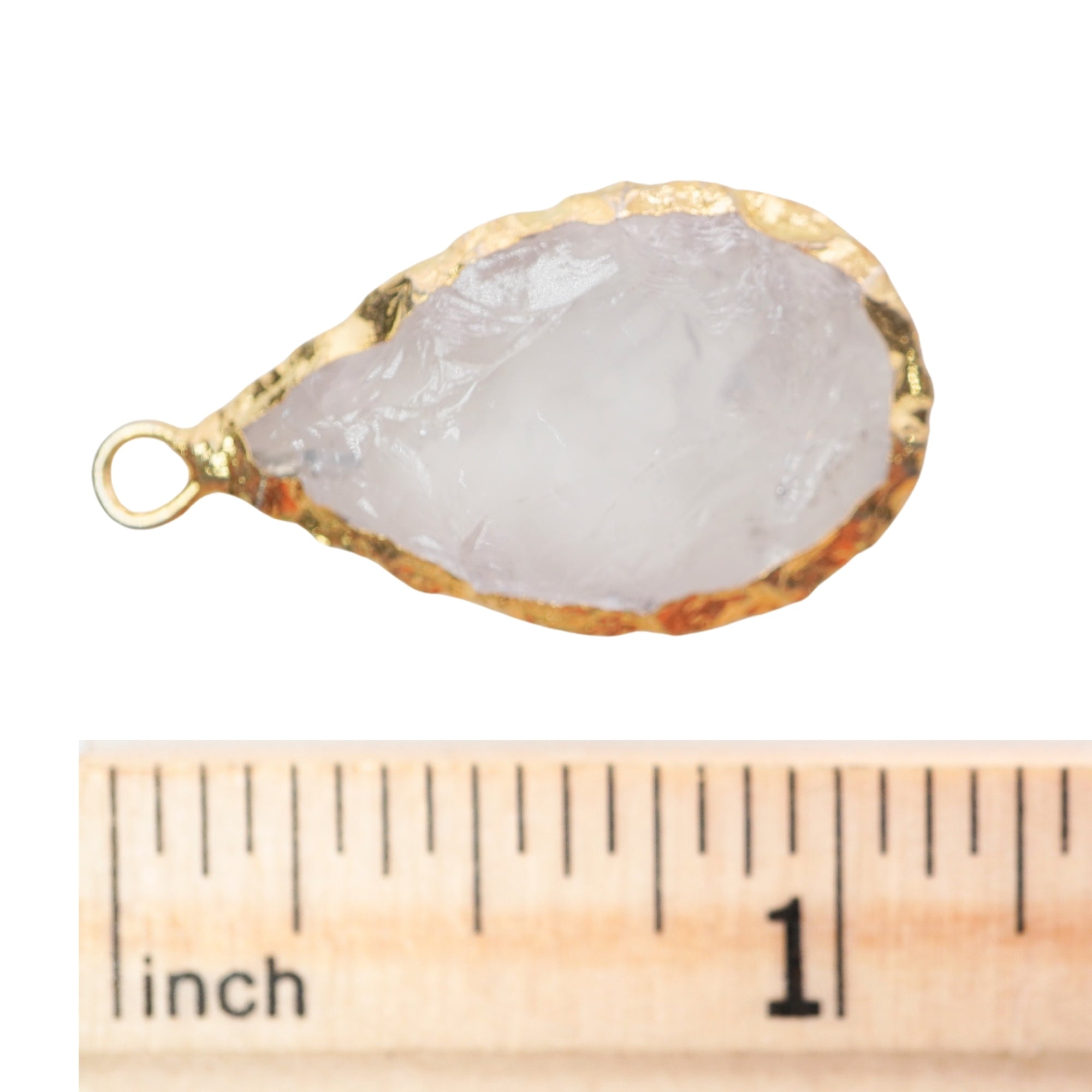 Crystal Quartz Pear Shape Gemstone Gold Electroplated Charm Pendant