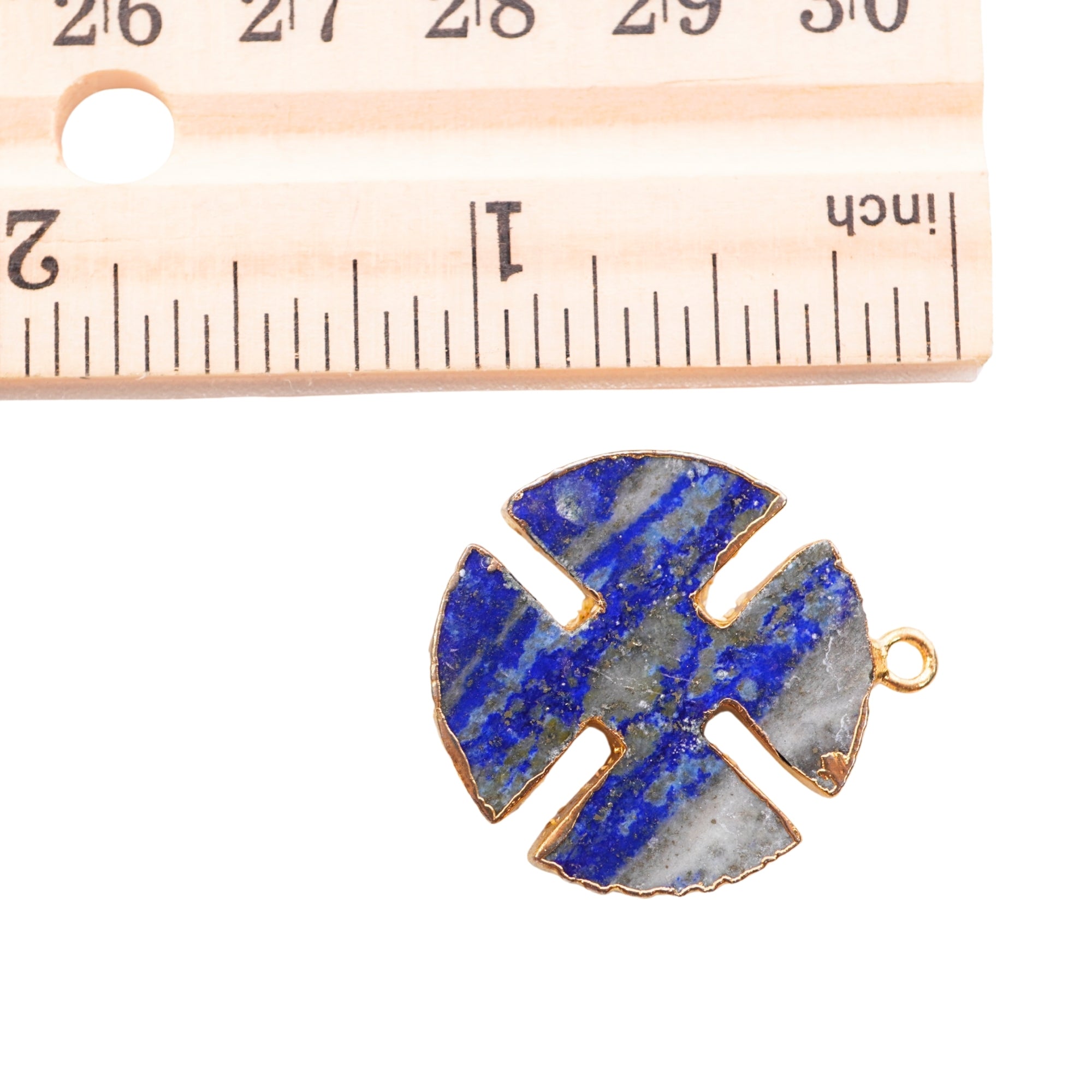 Lapis Lazuli Viking Cross Gold Electroplated Connector Pendant Charm