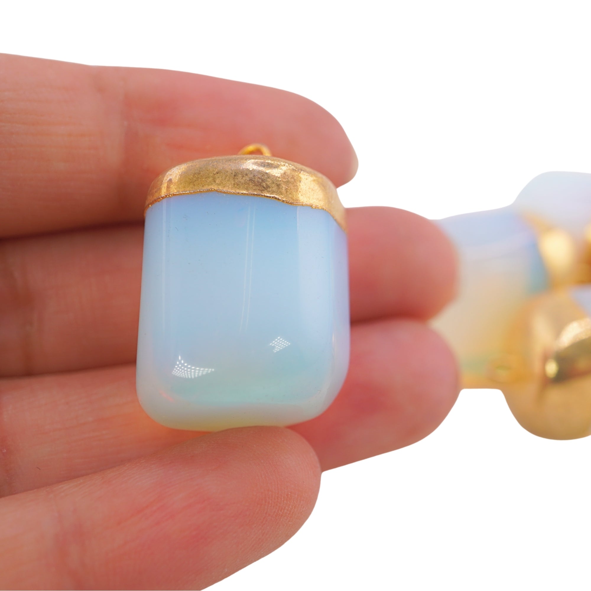 Opalite Nugget Shape Gold Electroplated Pendant Charm For Jewelry Making Craft Supply