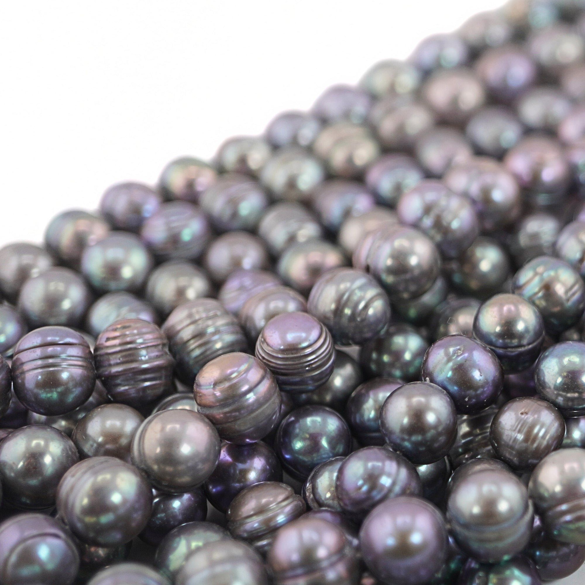 9x8mm peacock pearl round beads strand
