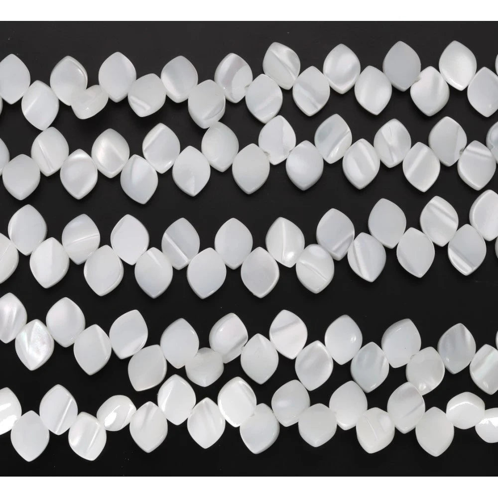 White Mother of Pearl Marquise Shape Strand Beads