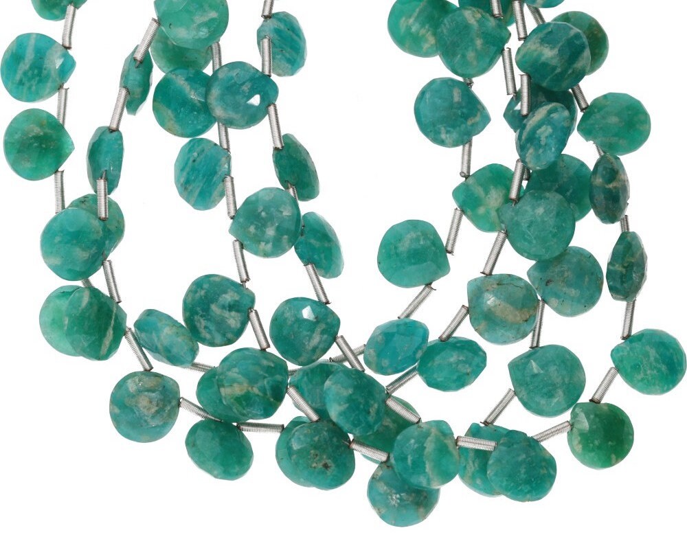 Amazonite Faceted Heart Shape Gemstone Strand Beads