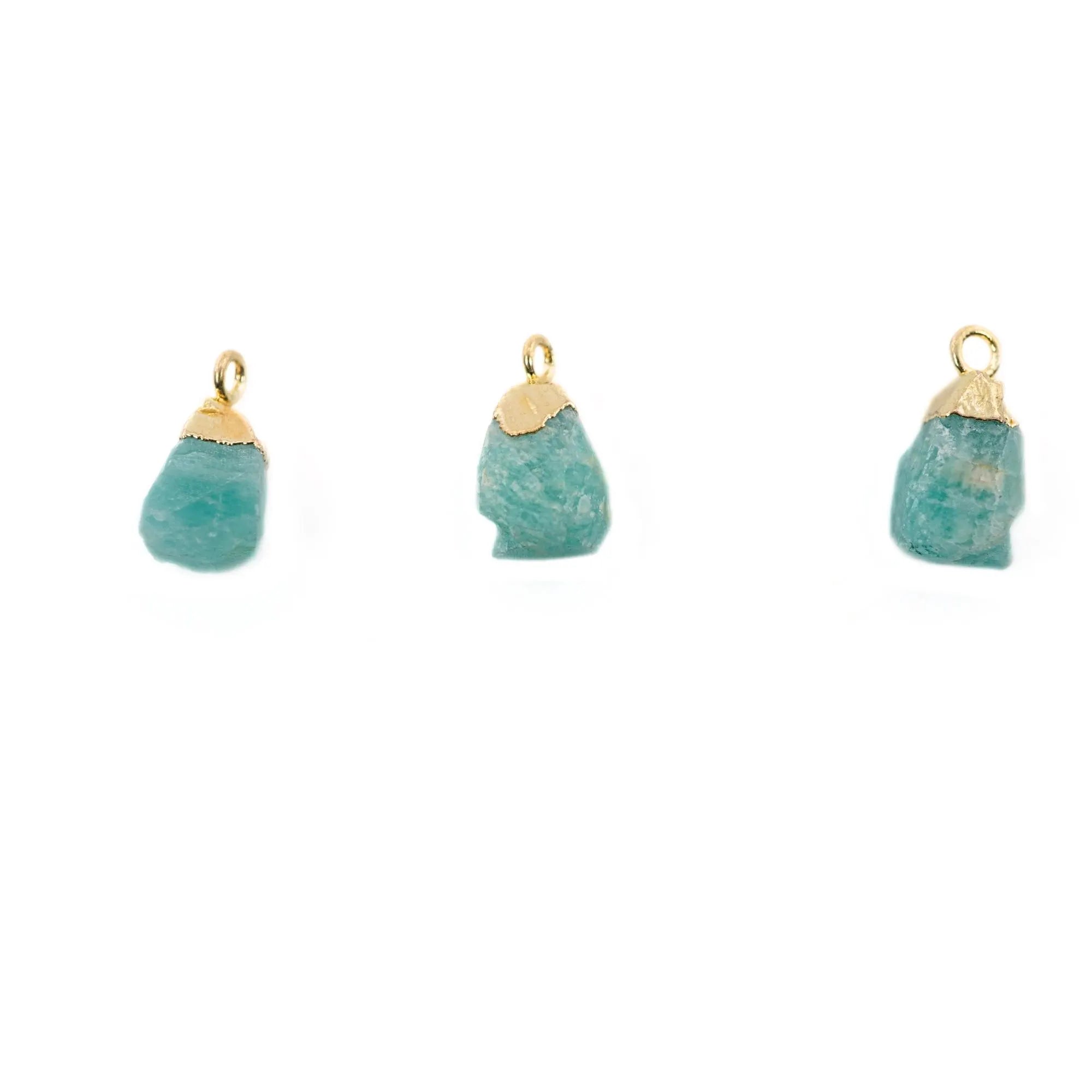 Amazonite Rough Shape Gemstone Gold Electroplated Charm Pendant