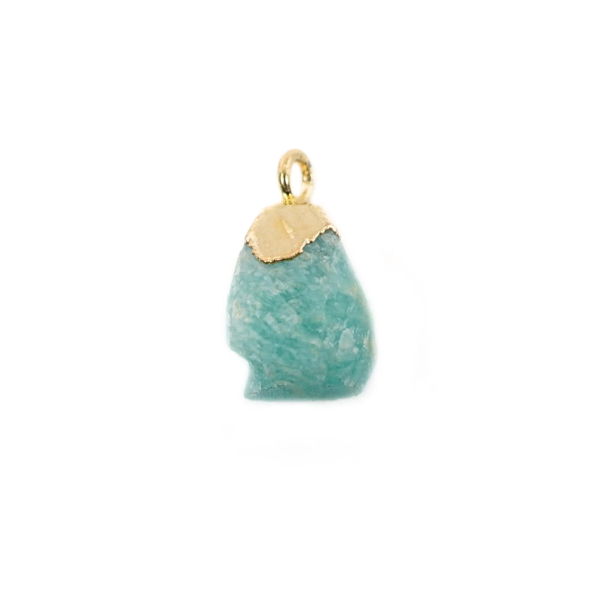 Amazonite Rough Shape Gemstone Gold Electroplated Charm Pendant