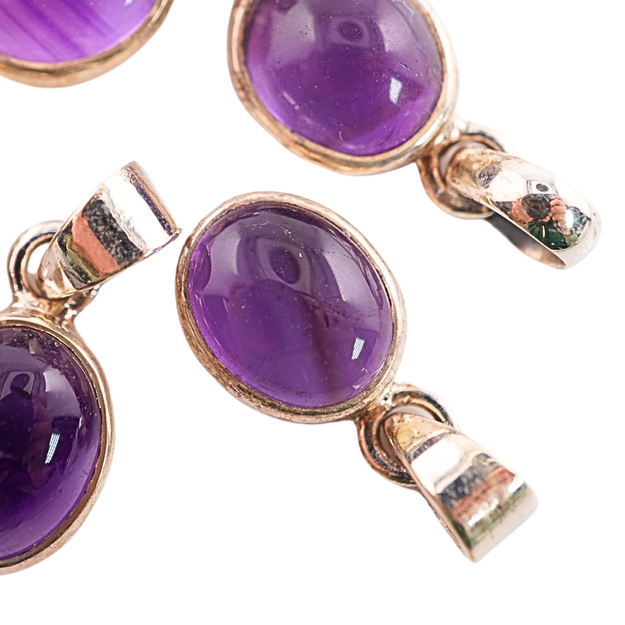 Cabochons Pendants, Amethyst Silver Pendants