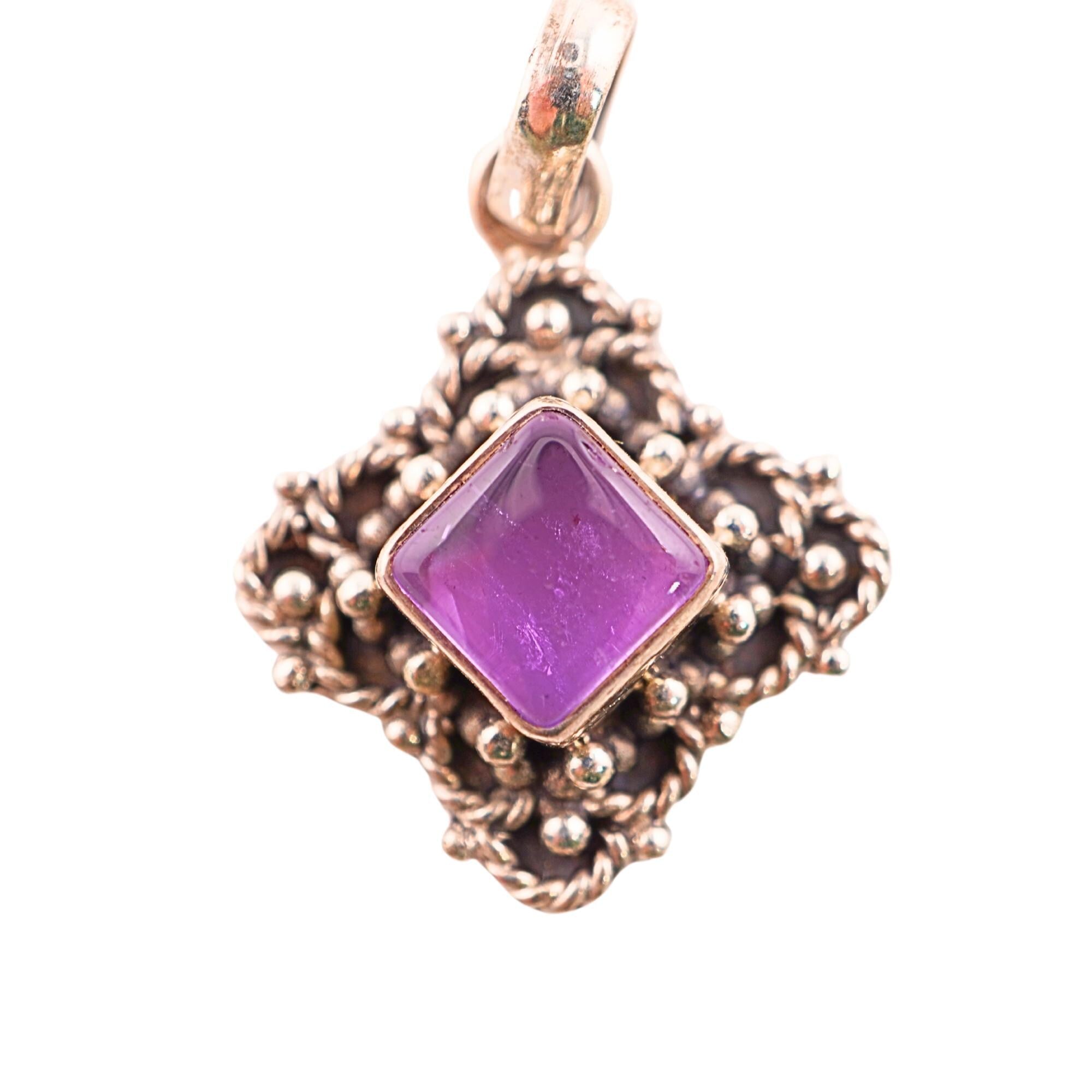 Black Oxidized Plated Purple Gemstone Pendant