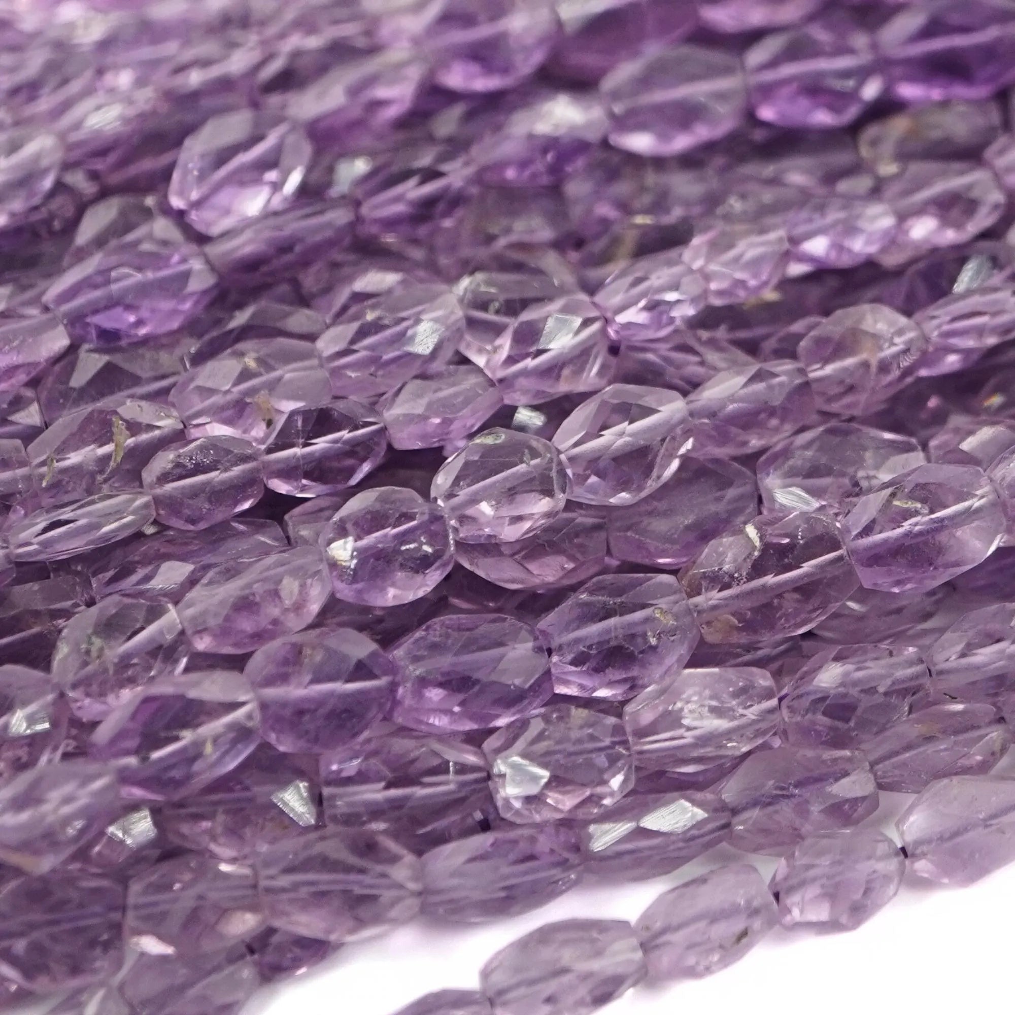 Amethyst Faceted Oval Shape Gemstone Strand Beads