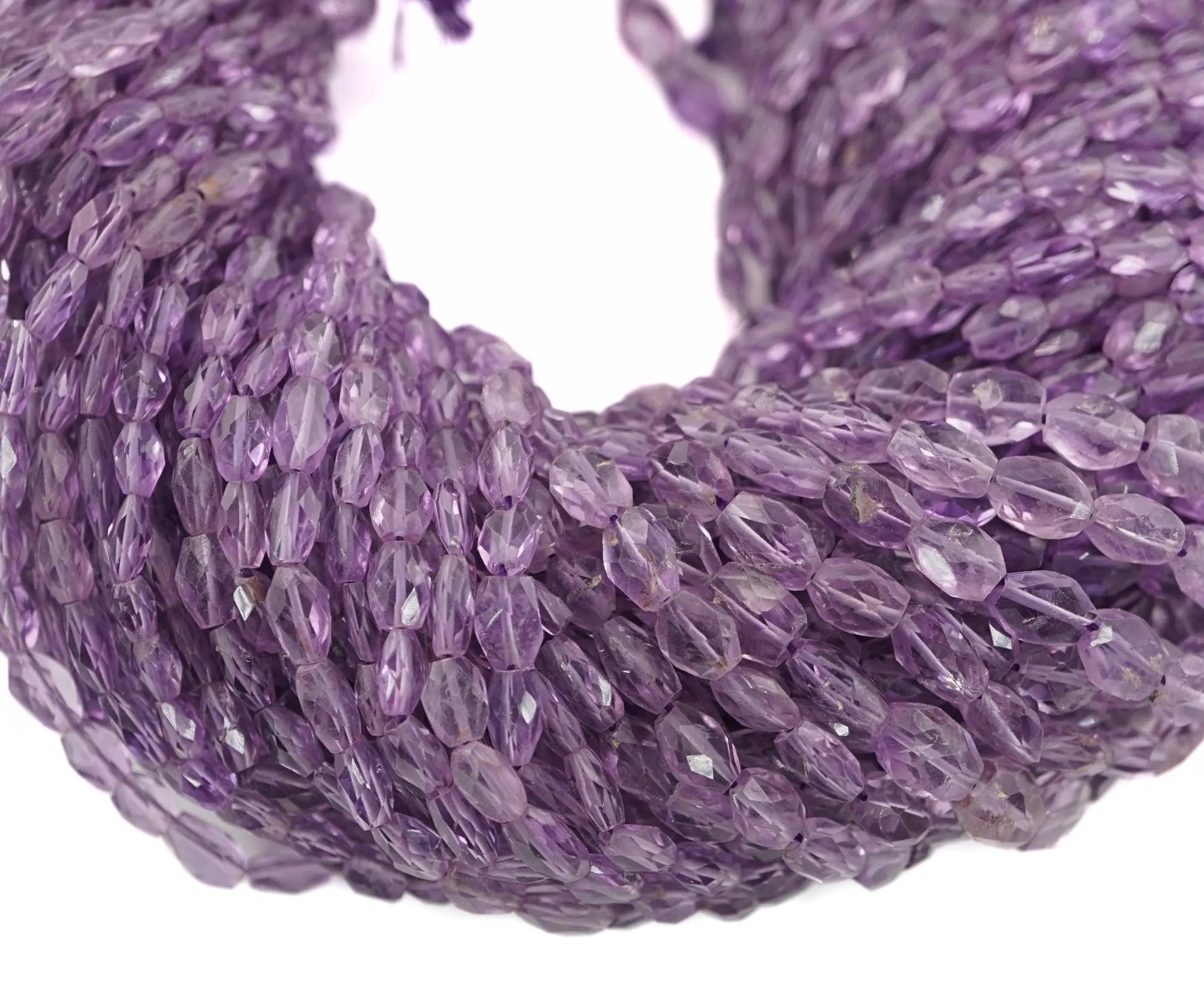 Amethyst Faceted Oval Shape Gemstone Strand Beads