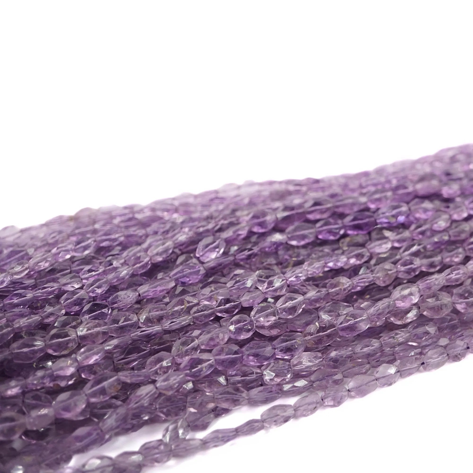 Amethyst Faceted Oval Shape Gemstone Strand Beads