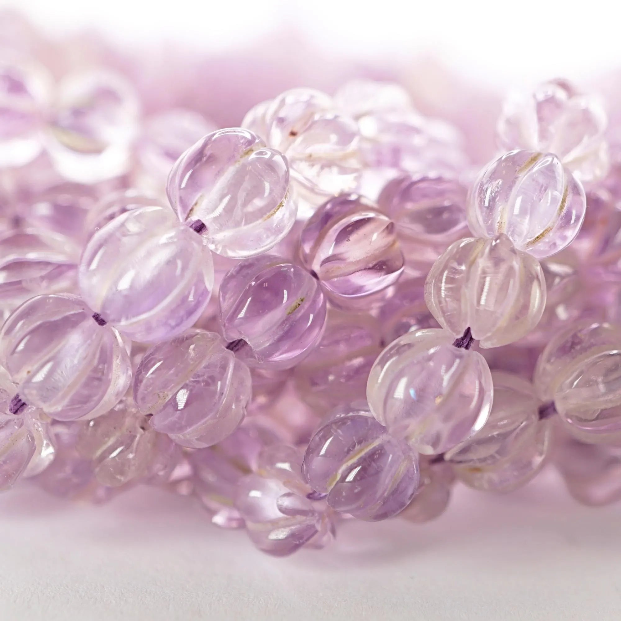 Amethyst Faceted Pumpkin Shape Gemstone Strand Beads