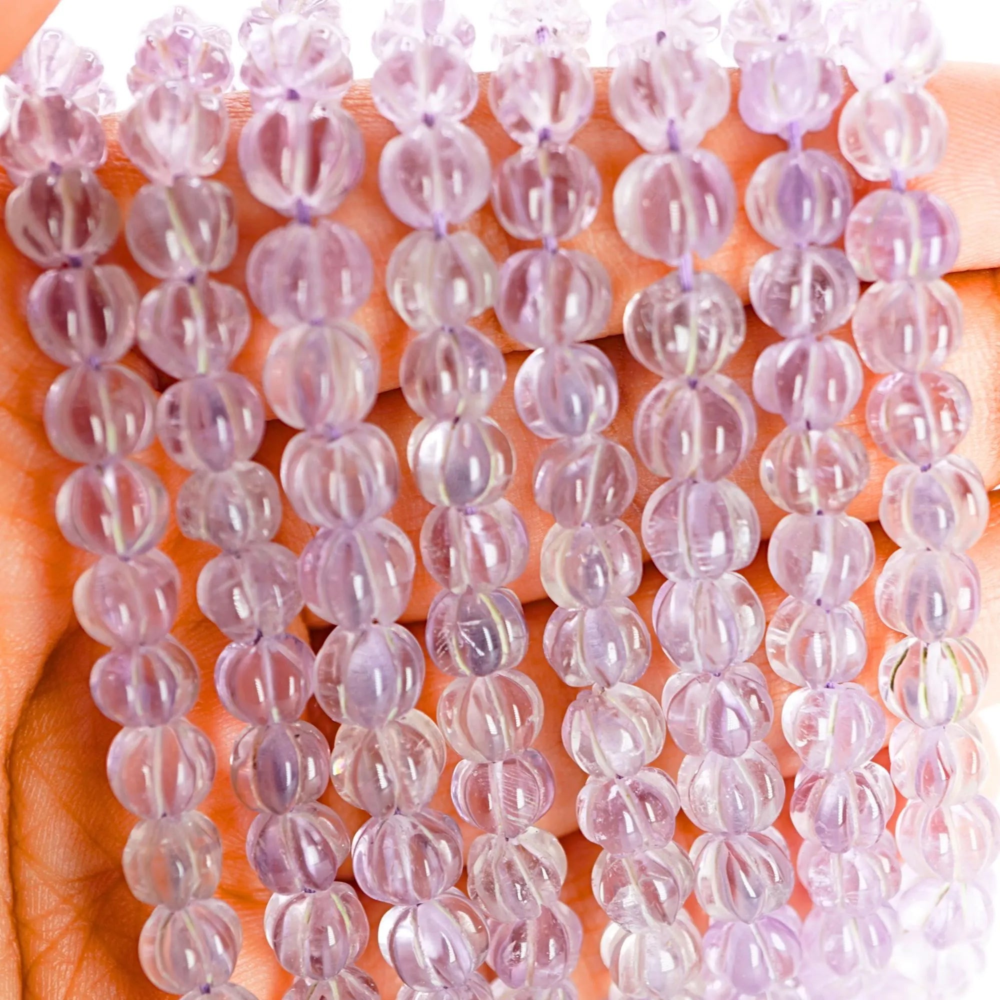 Amethyst Faceted Pumpkin Shape Gemstone Strand Beads
