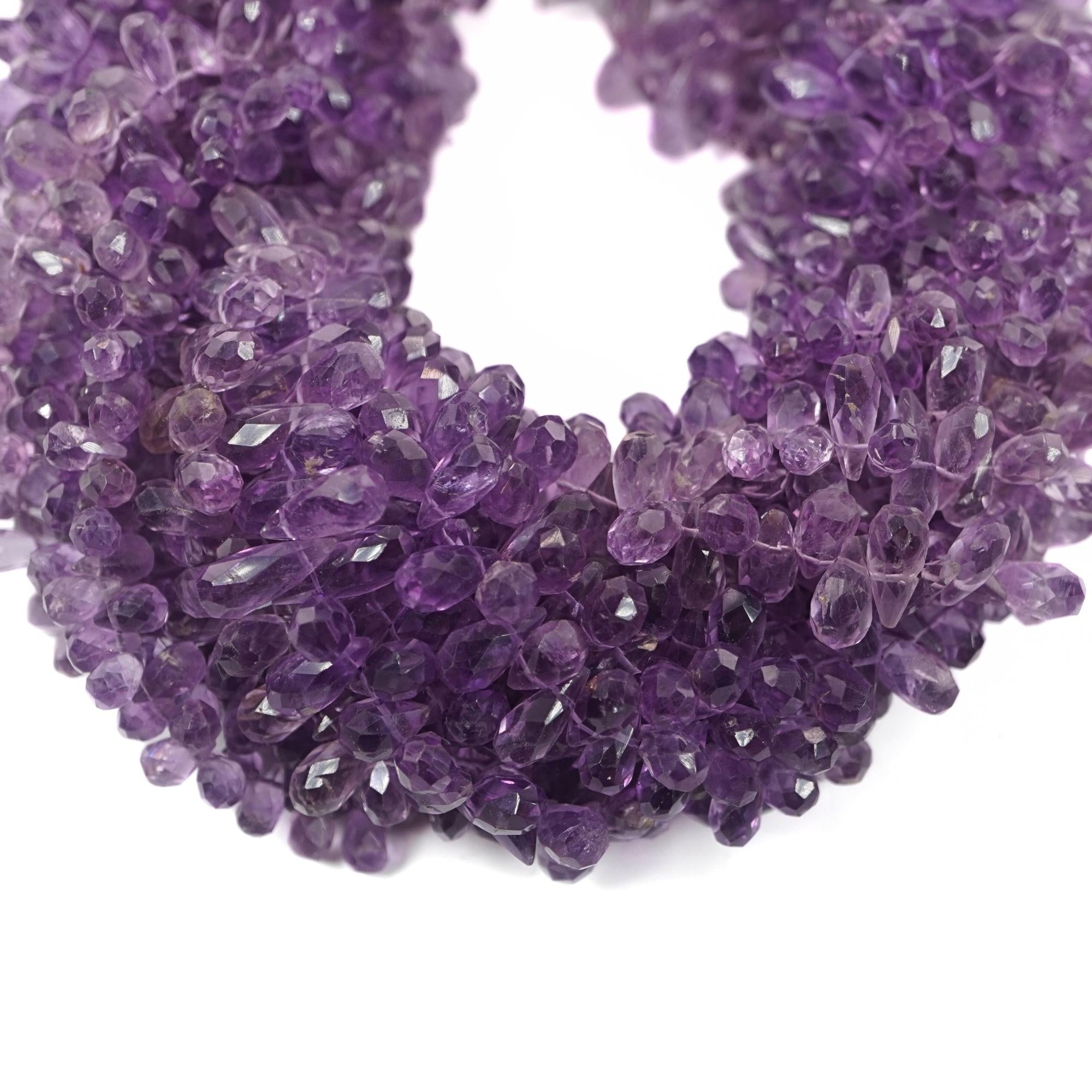 Amethyst Faceted Teardrop Shape Gemstone Strand Beads