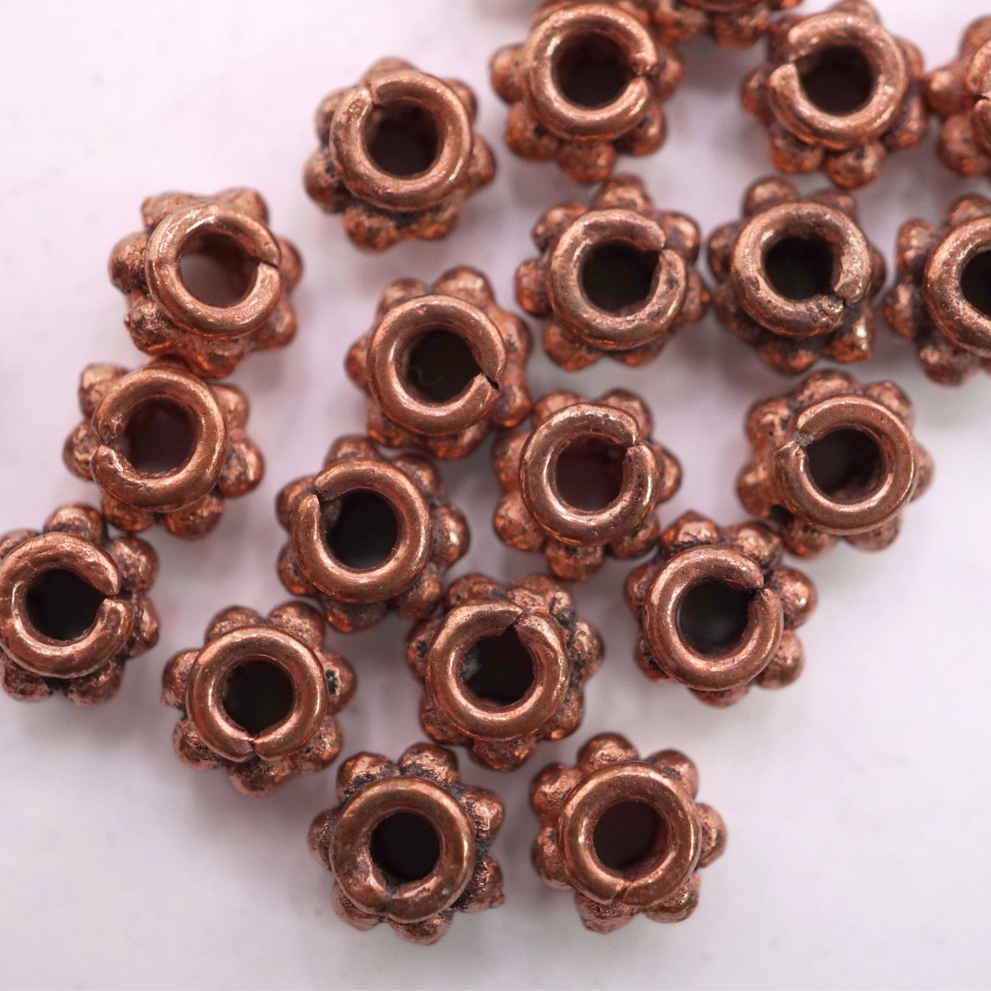 Antique Copper Daisy Spacer TierraCast Heishi Boho Bali Beads
