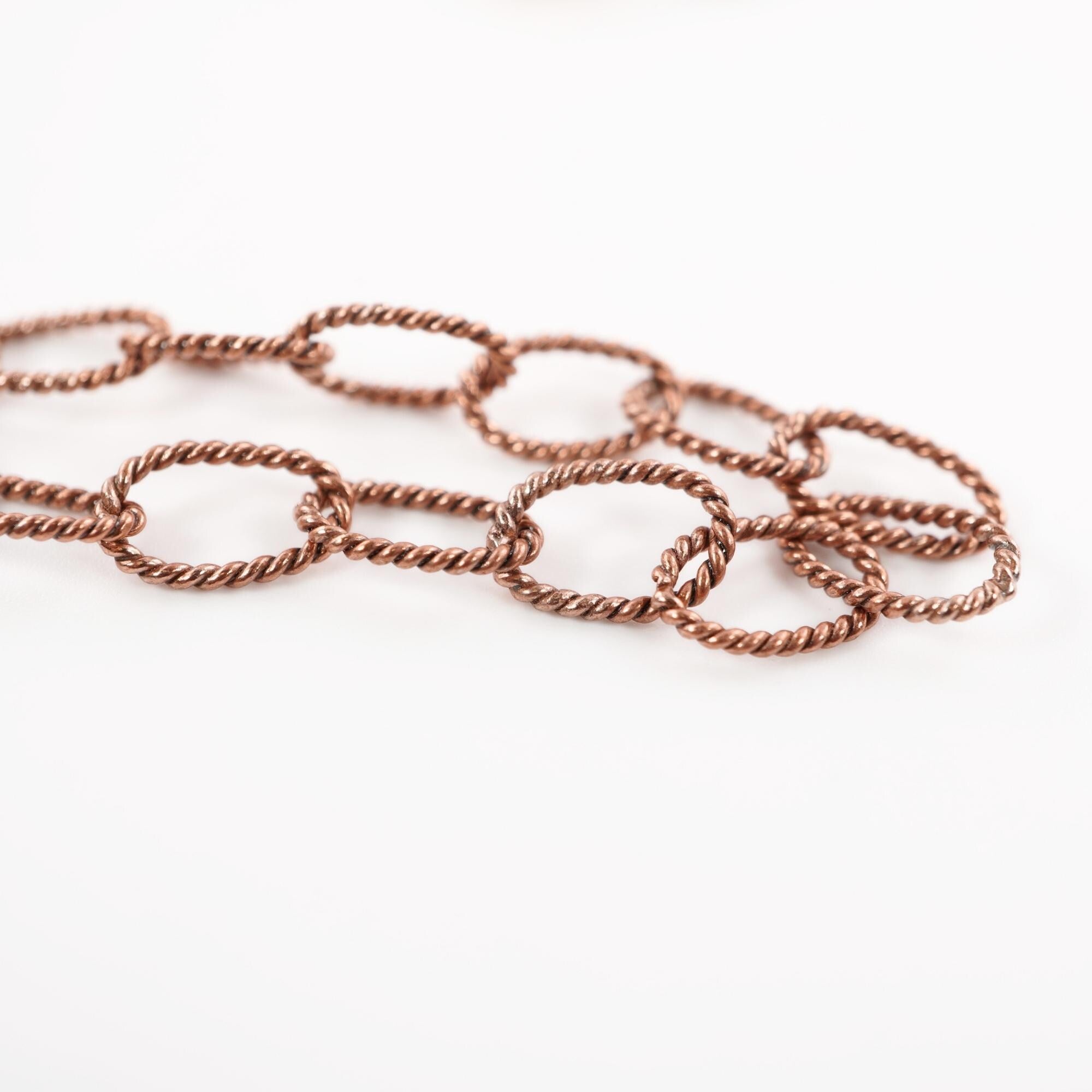Pure Copper Link Chain Necklace, Solid Copper Jewelry, Antique Copper