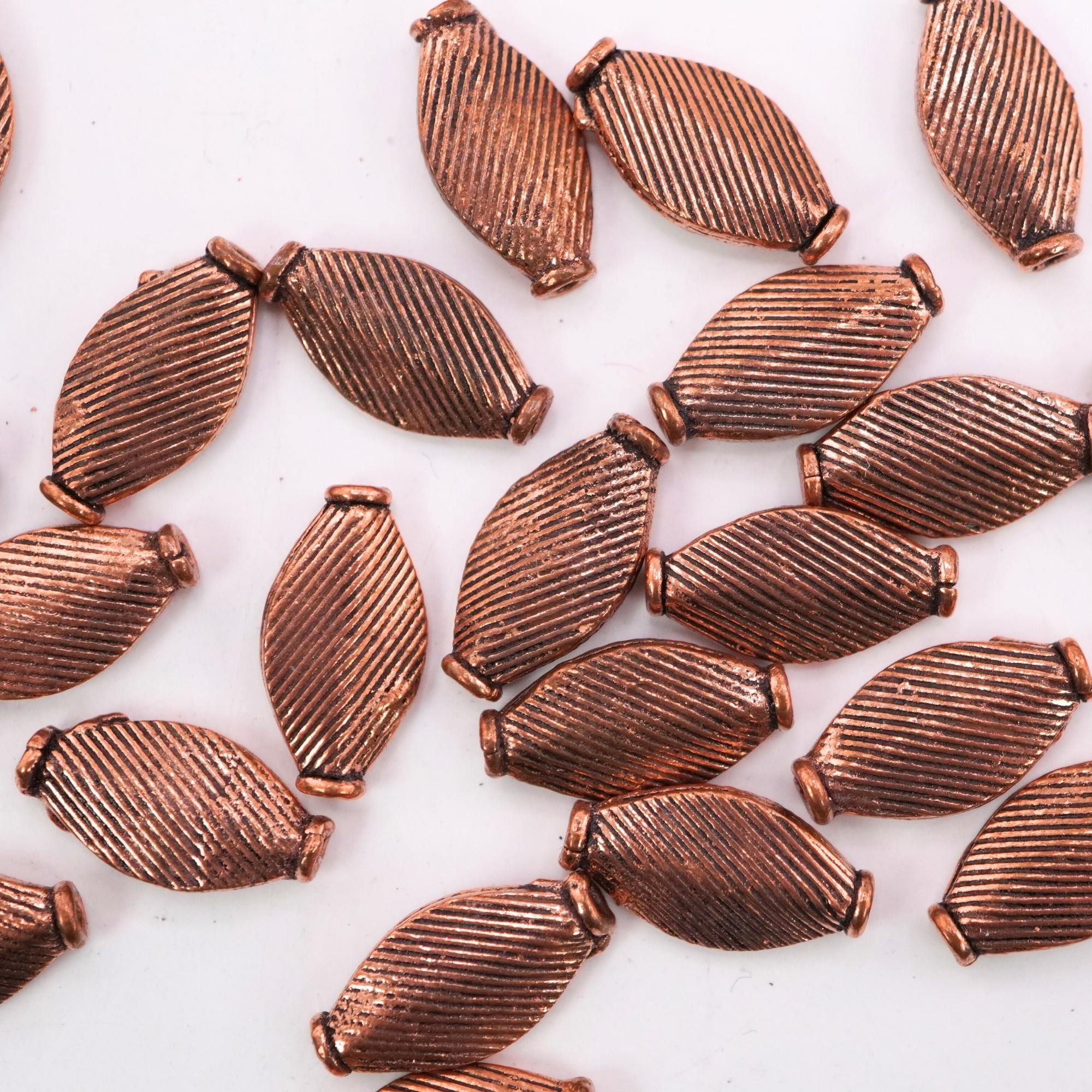 Antique Copper Rice Shape Boho Large Hole Spacers Beads