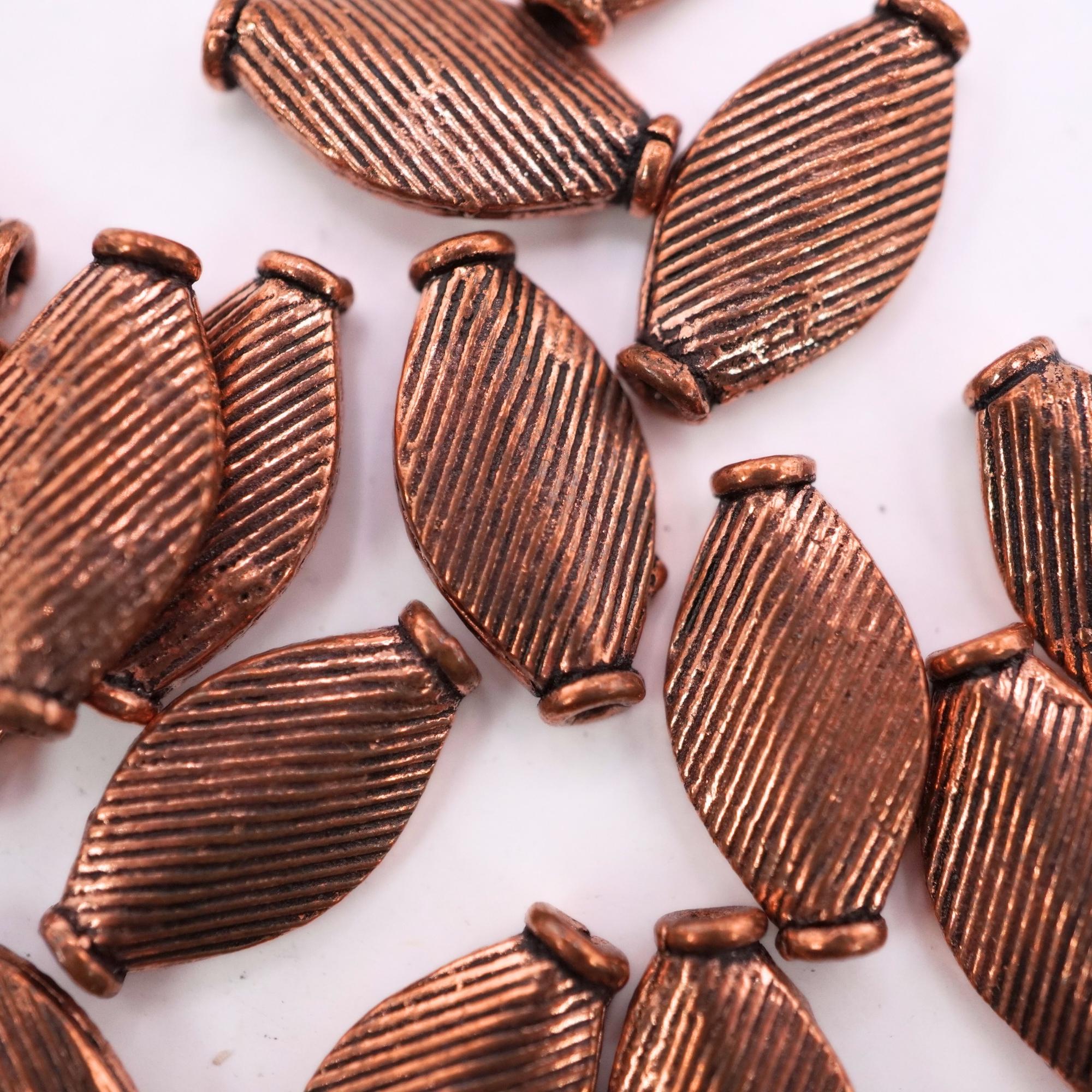 Antique Copper Rice Shape Boho Large Hole Spacers Beads