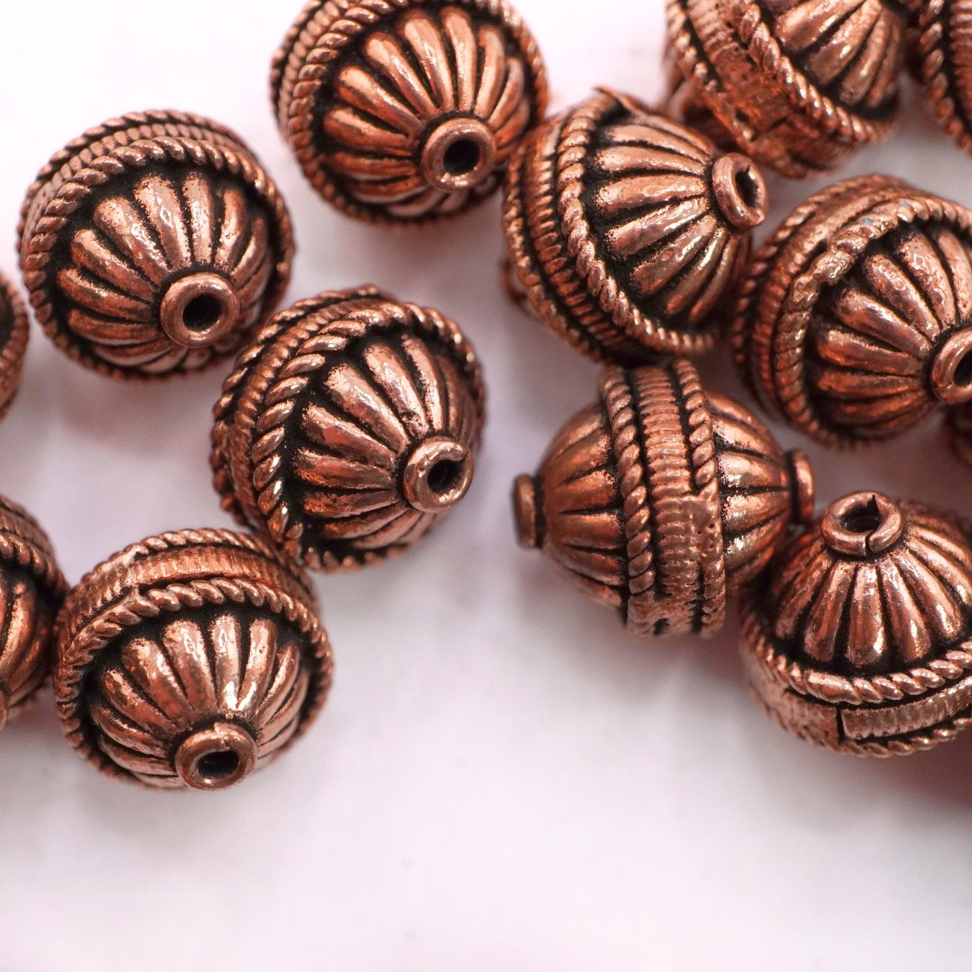 Antique Copper Rondelle Shape Bali TierraCast Spacer Beads