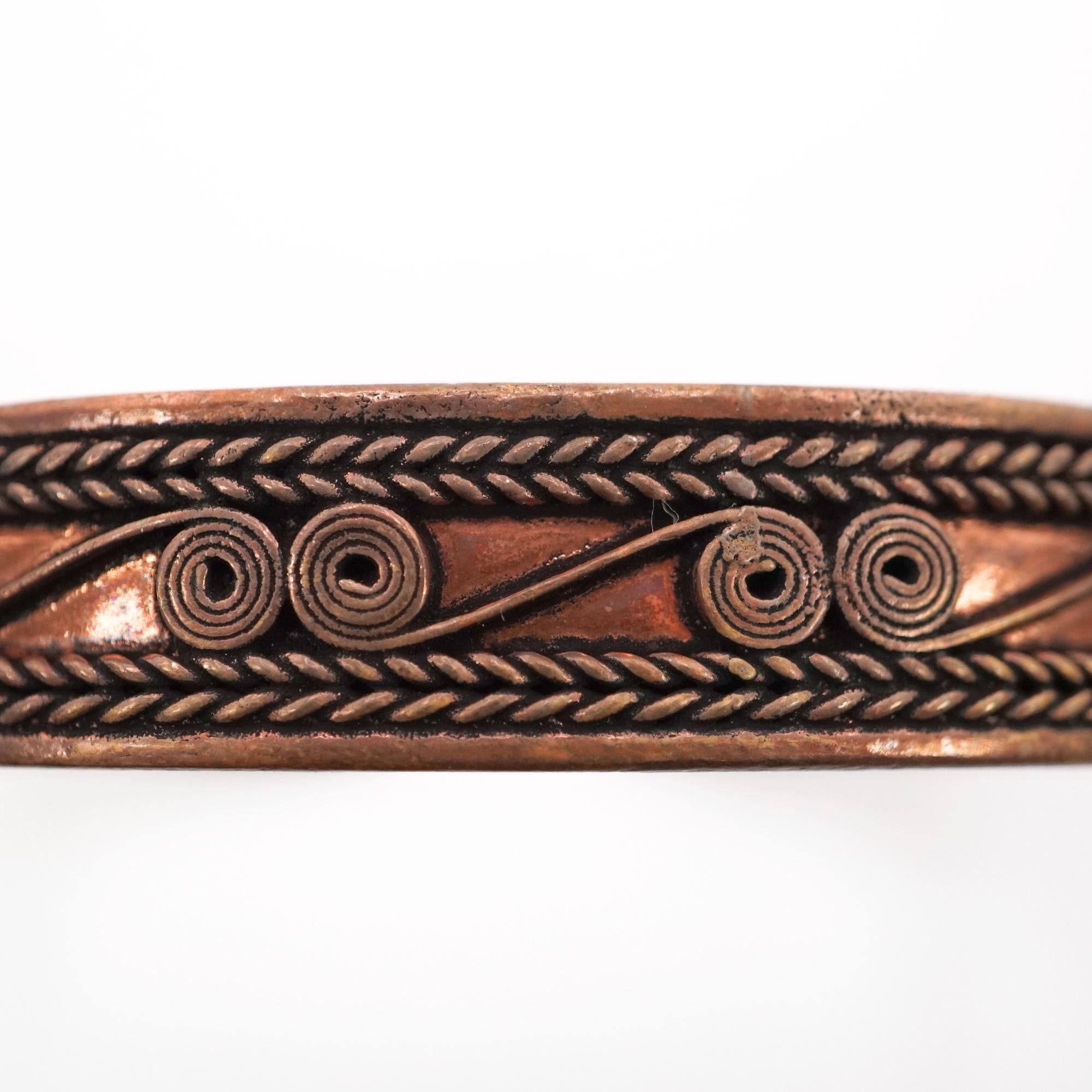 Antique Real Copper Bracelet Adjustable Cuff Bangle