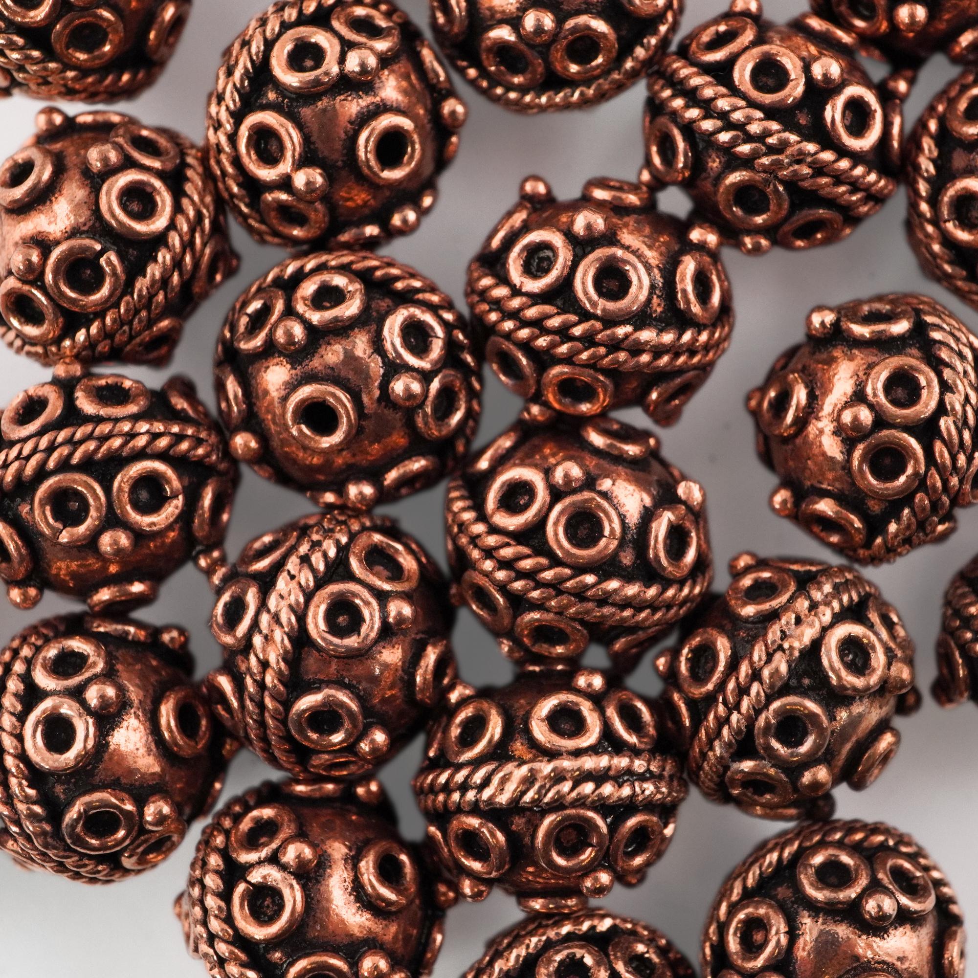 Antique Copper Bali Round Beads