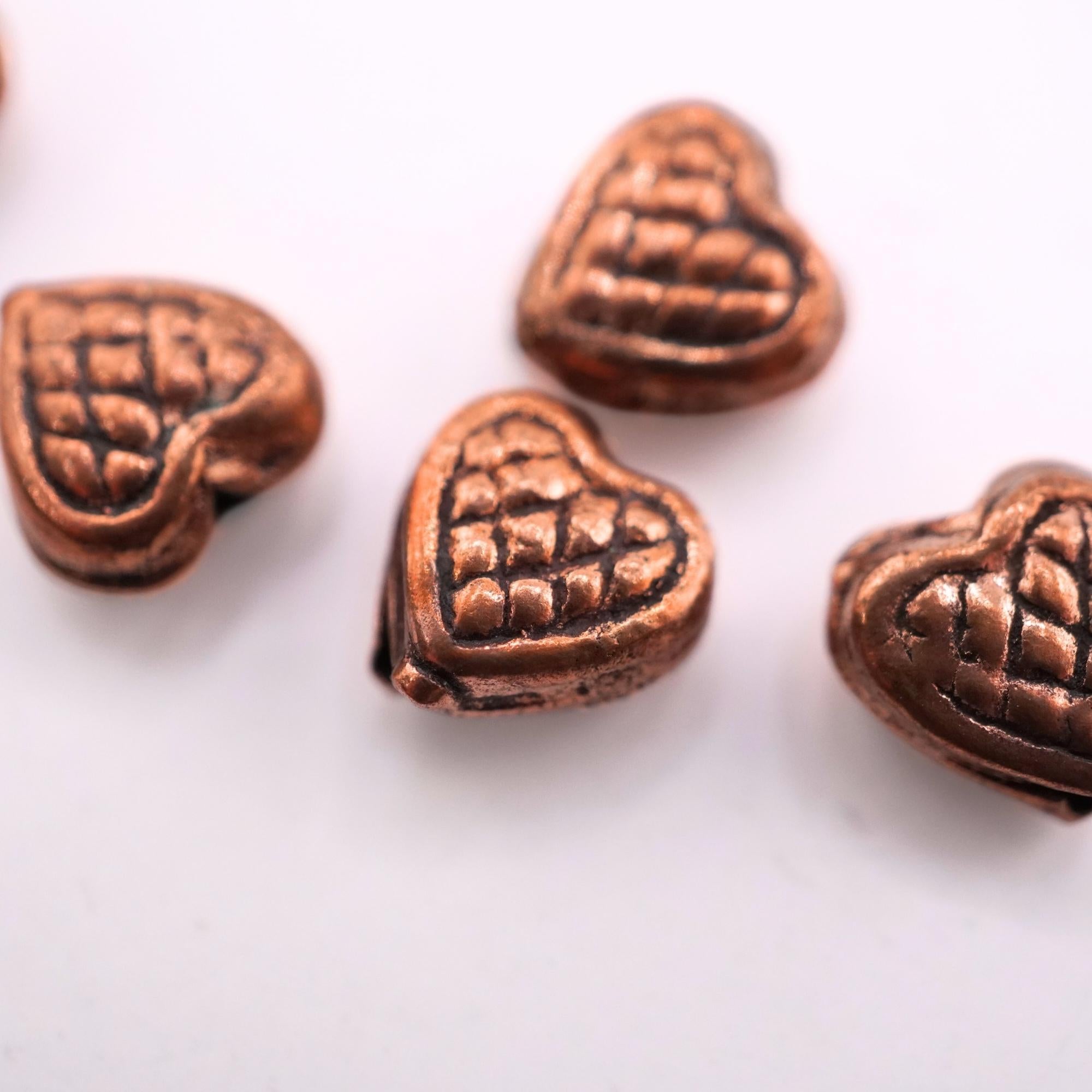 Antique Copper Heart Beads