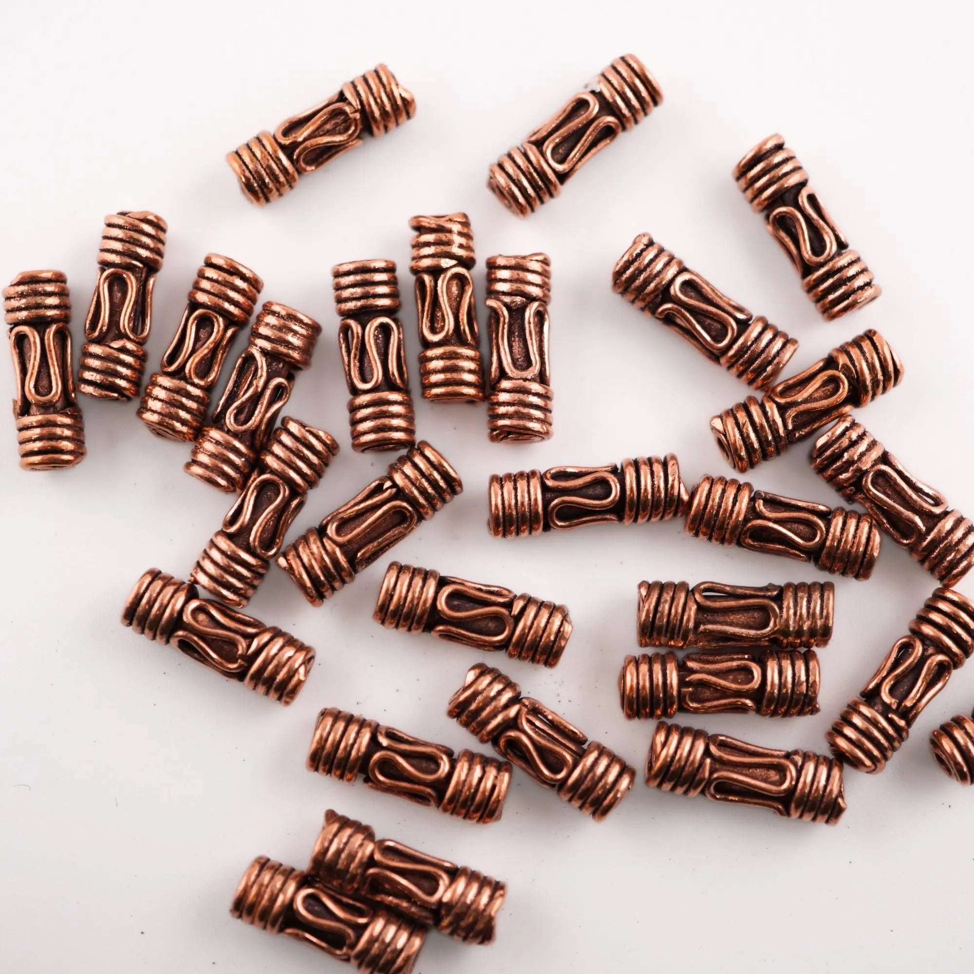Antique Copper Tube Beads 15 Piece Set