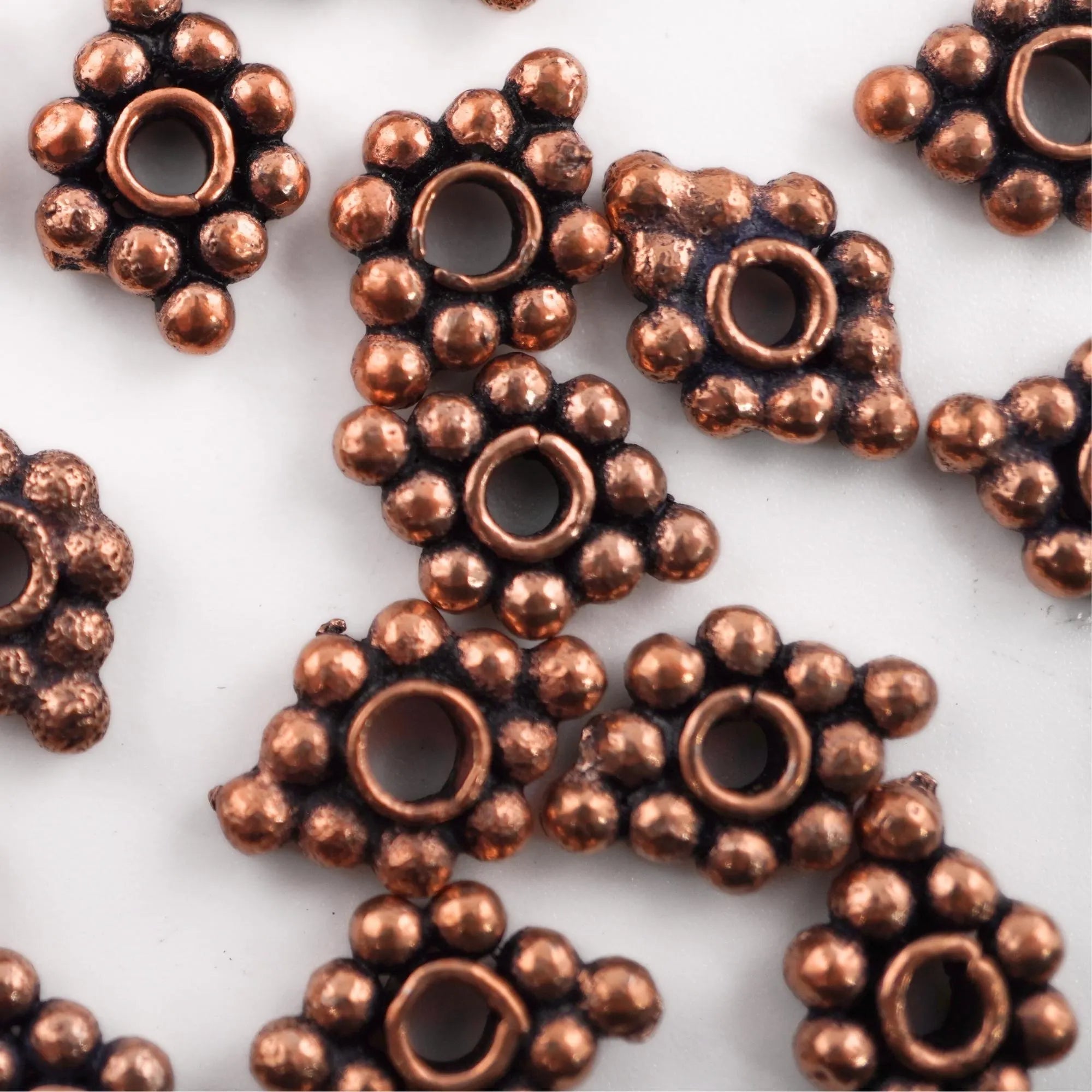 Antique copper evil eye beads for jewelry