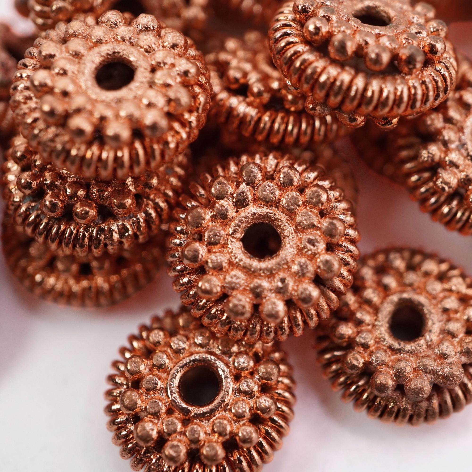 Antique copper flower beads