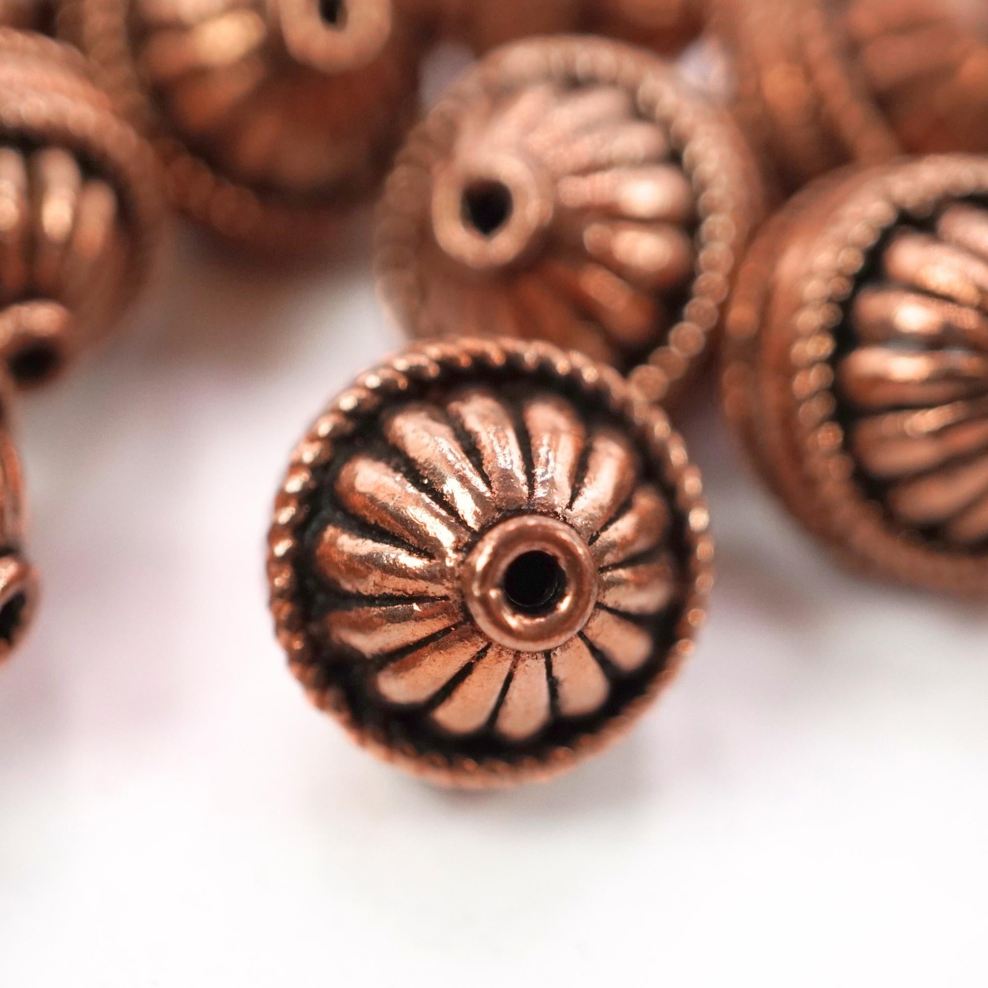 Antique copper rondelle spacer beads