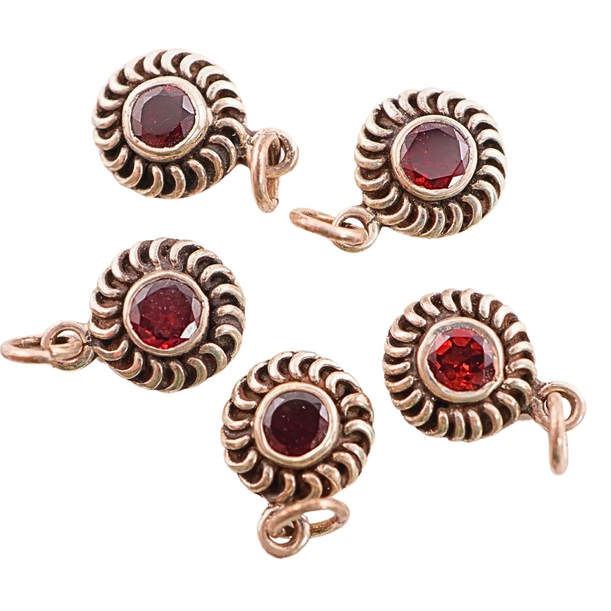 Antique silver garnet charm pendant