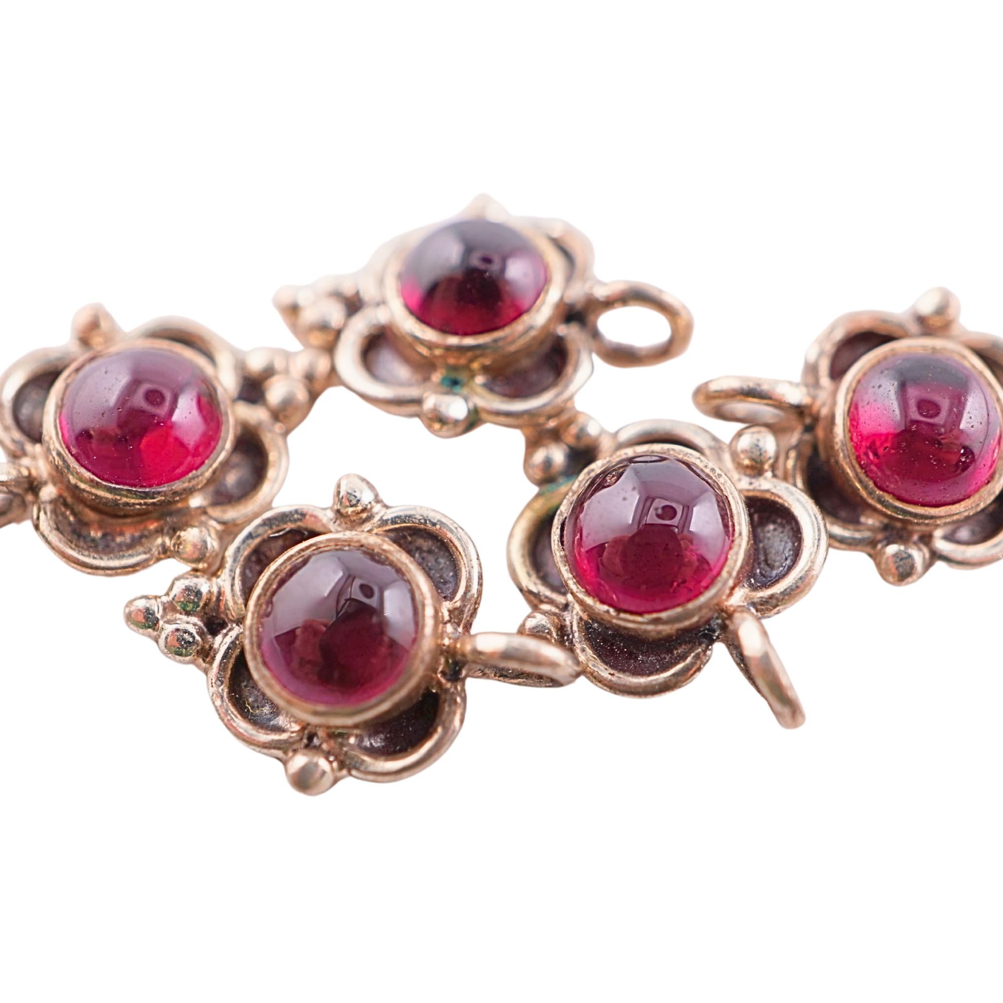 Antique silver garnet gemstone pendant