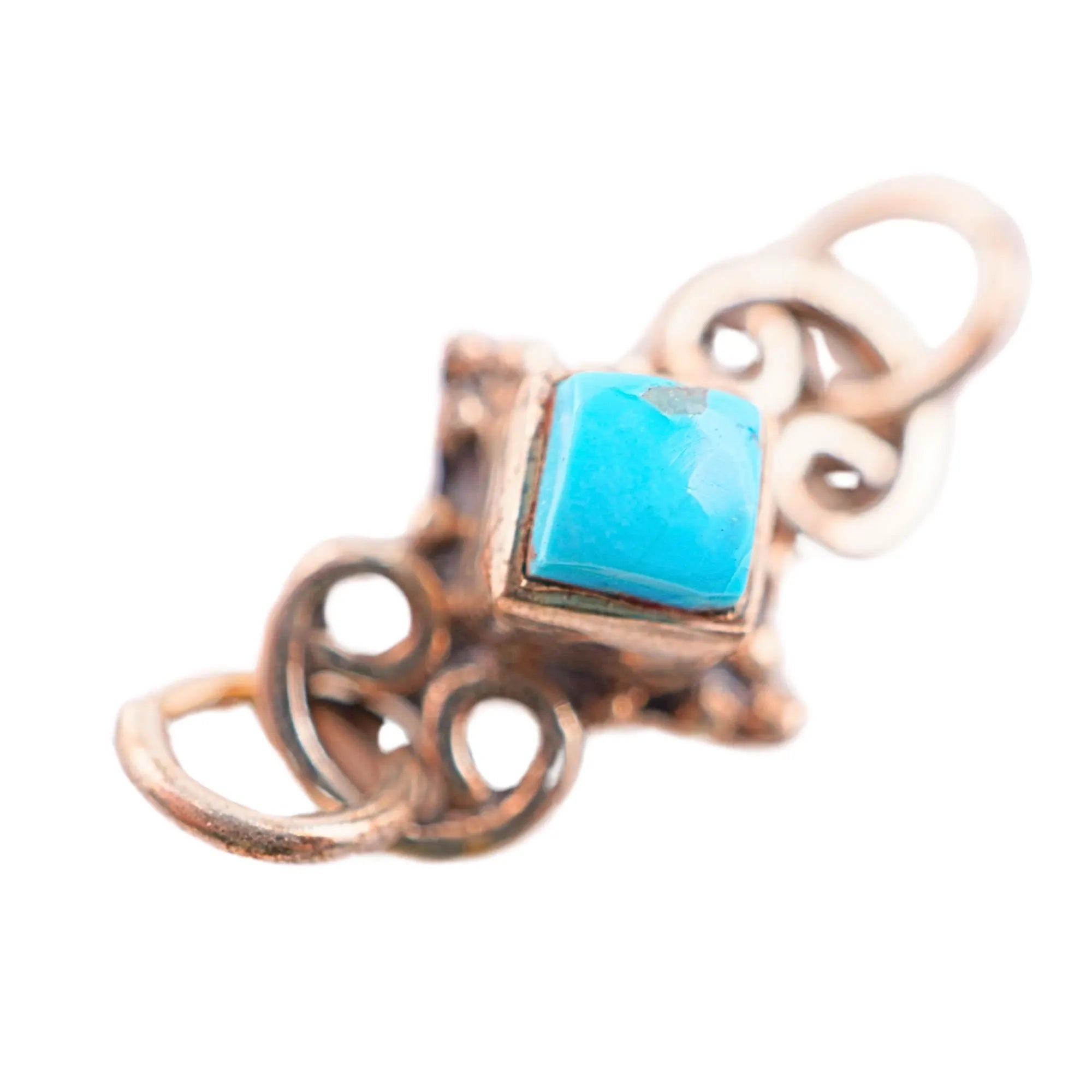Antique silver turquoise gemstone charm