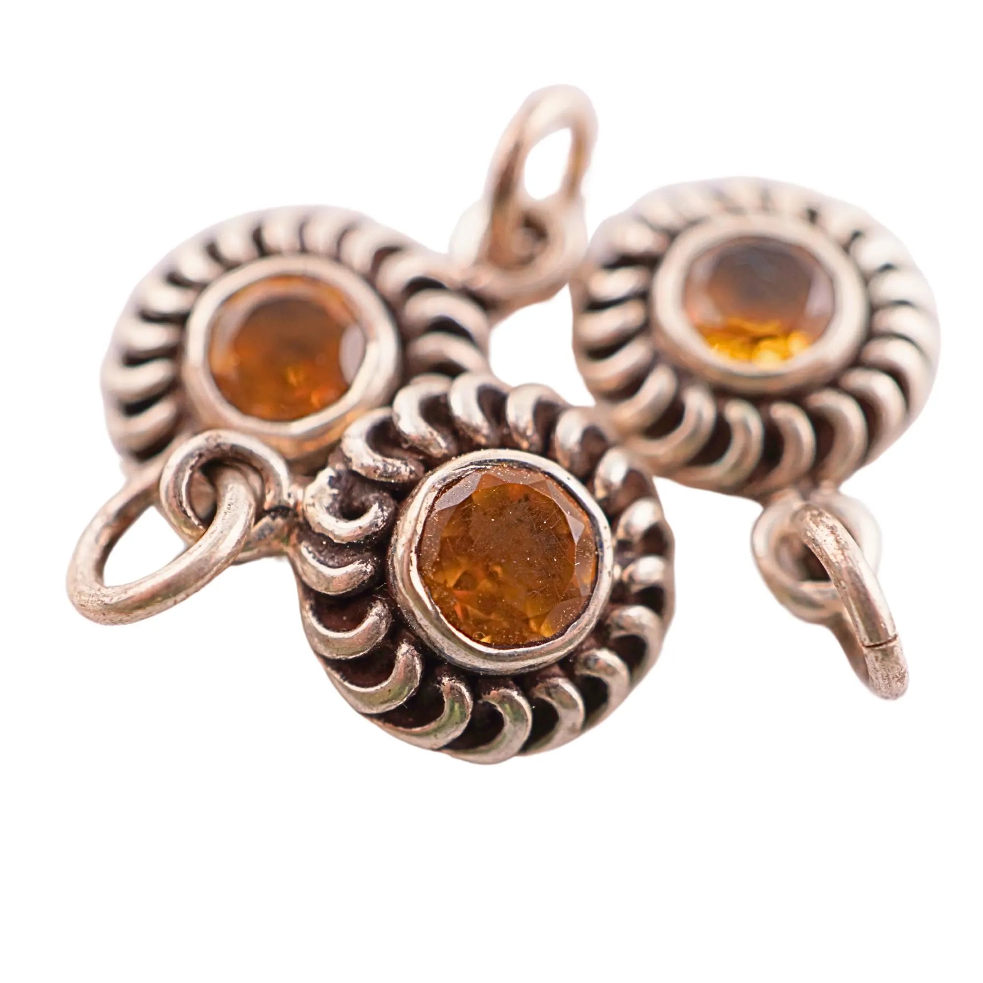Antique style citrine silver charm