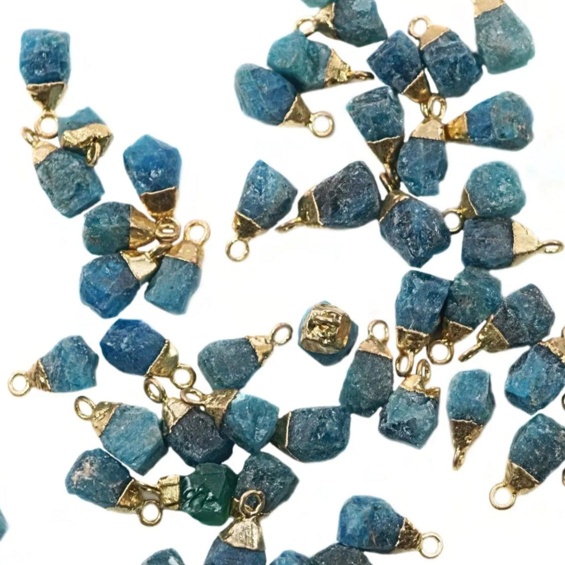 Apatite Rough Shape Gemstone Gold Electroplated Charm Pendant