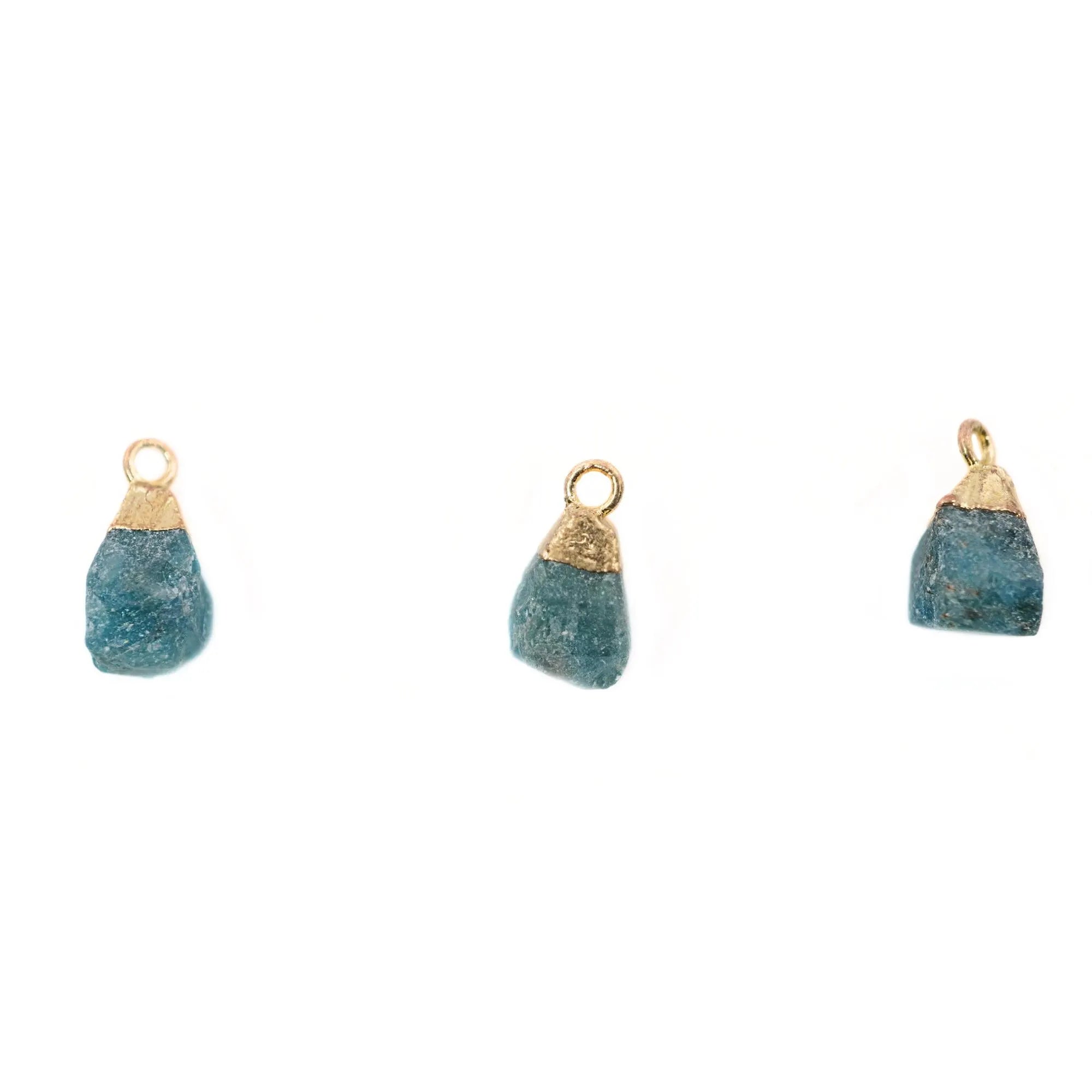 Apatite Rough Shape Gemstone Gold Electroplated Charm Pendant