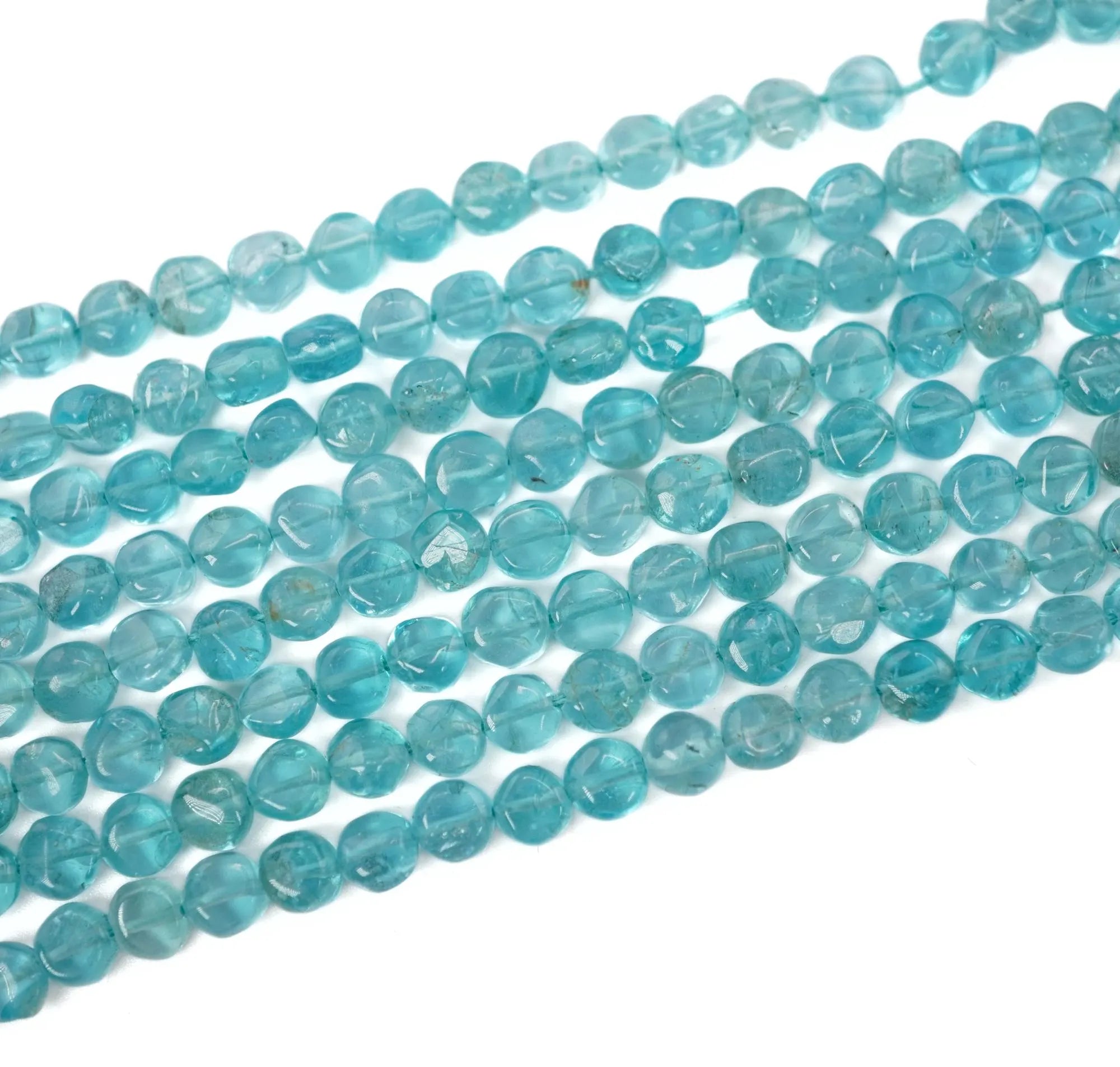 Apatite smooth coin shape gemstone 15 inches strand beads