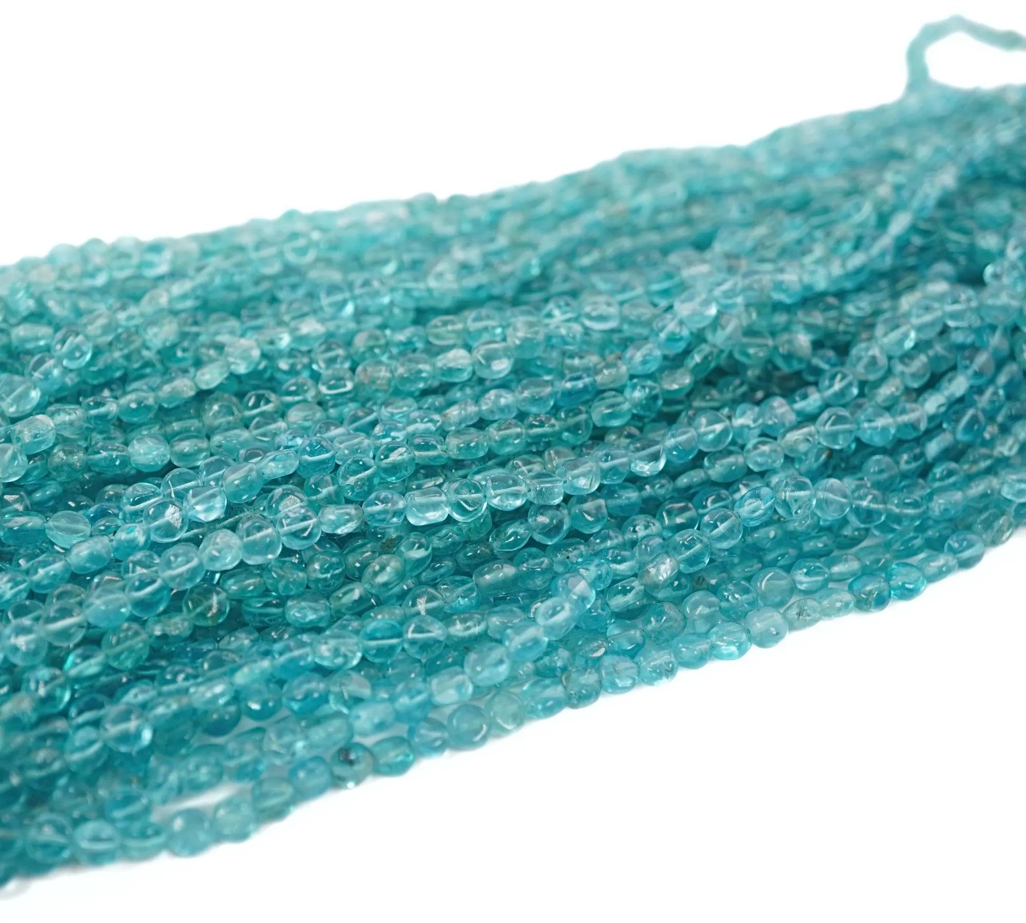 Apatite smooth coin shape gemstone 15 inches strand beads