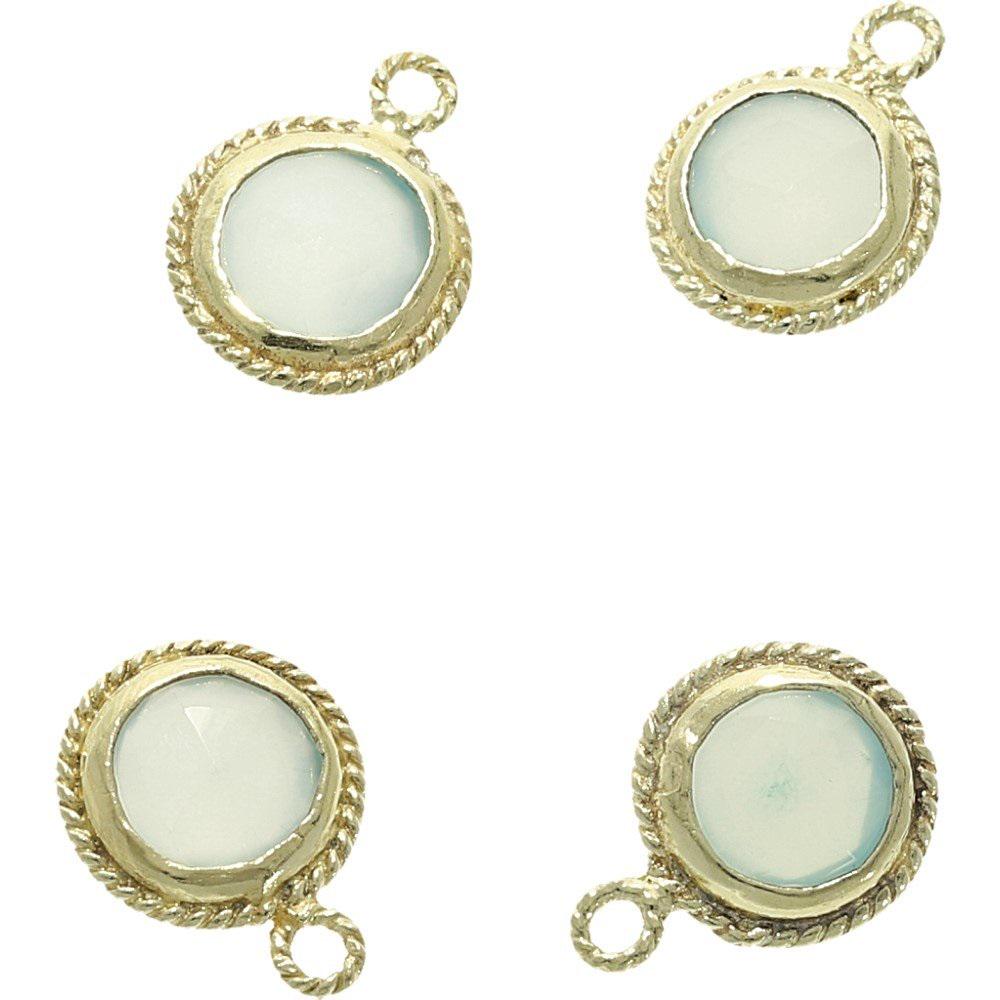 Aqua Chalcedony Coin Shape