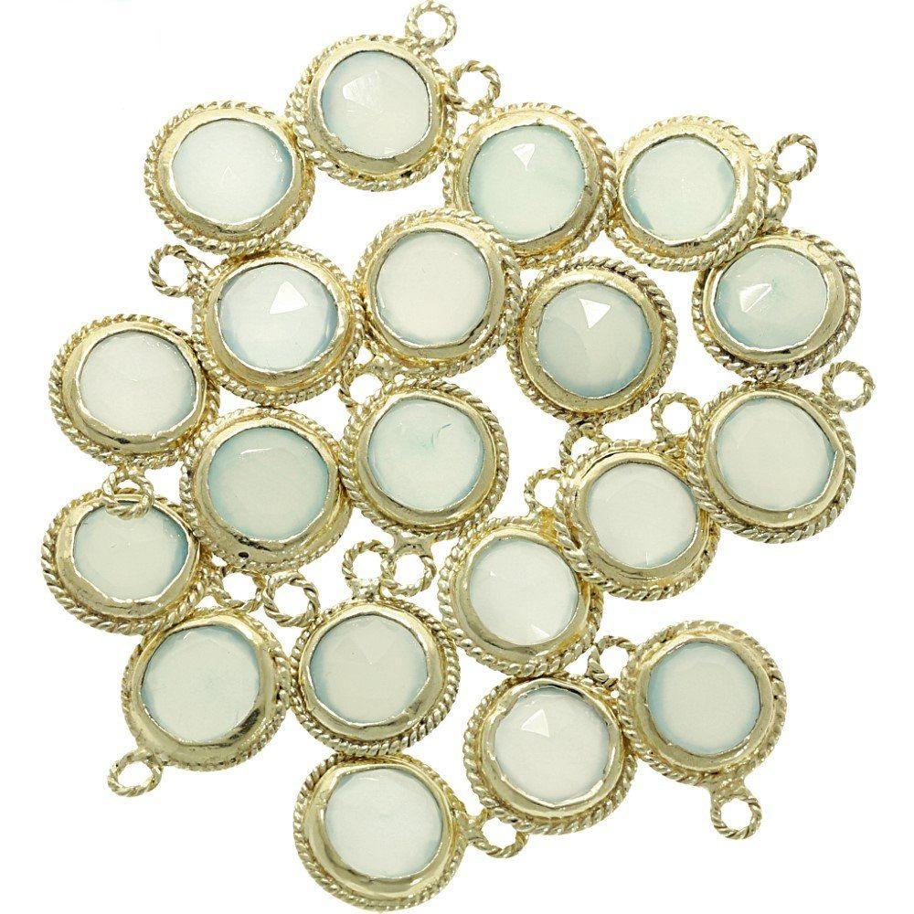 Aqua Chalcedony Coin Shape