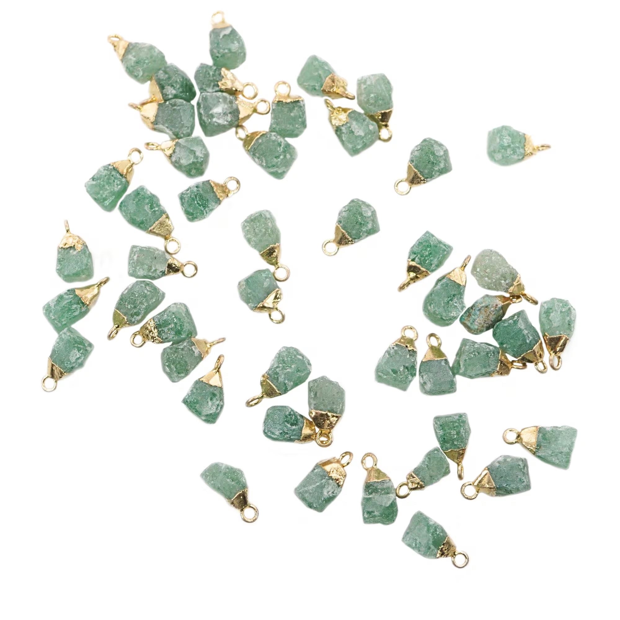 Aquamarine Rough Shape Gemstone Gold Electroplated Charm Pendant