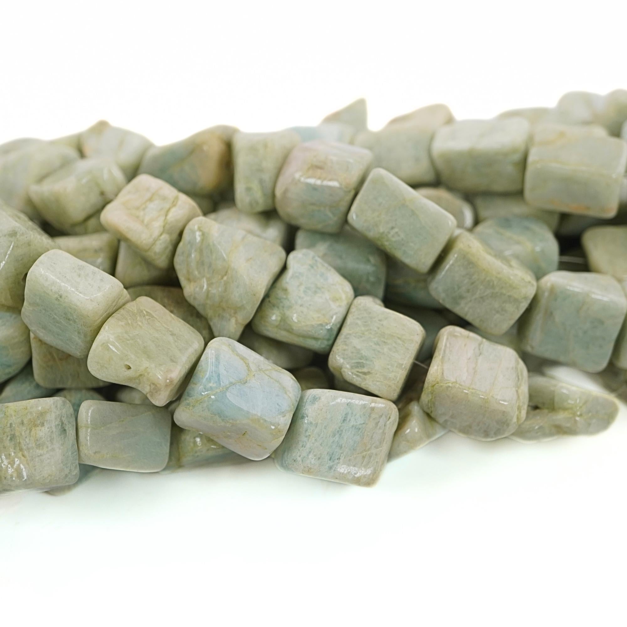 Aquamarine Smooth Pebble Nugget Rough Gemstone Strand Beads