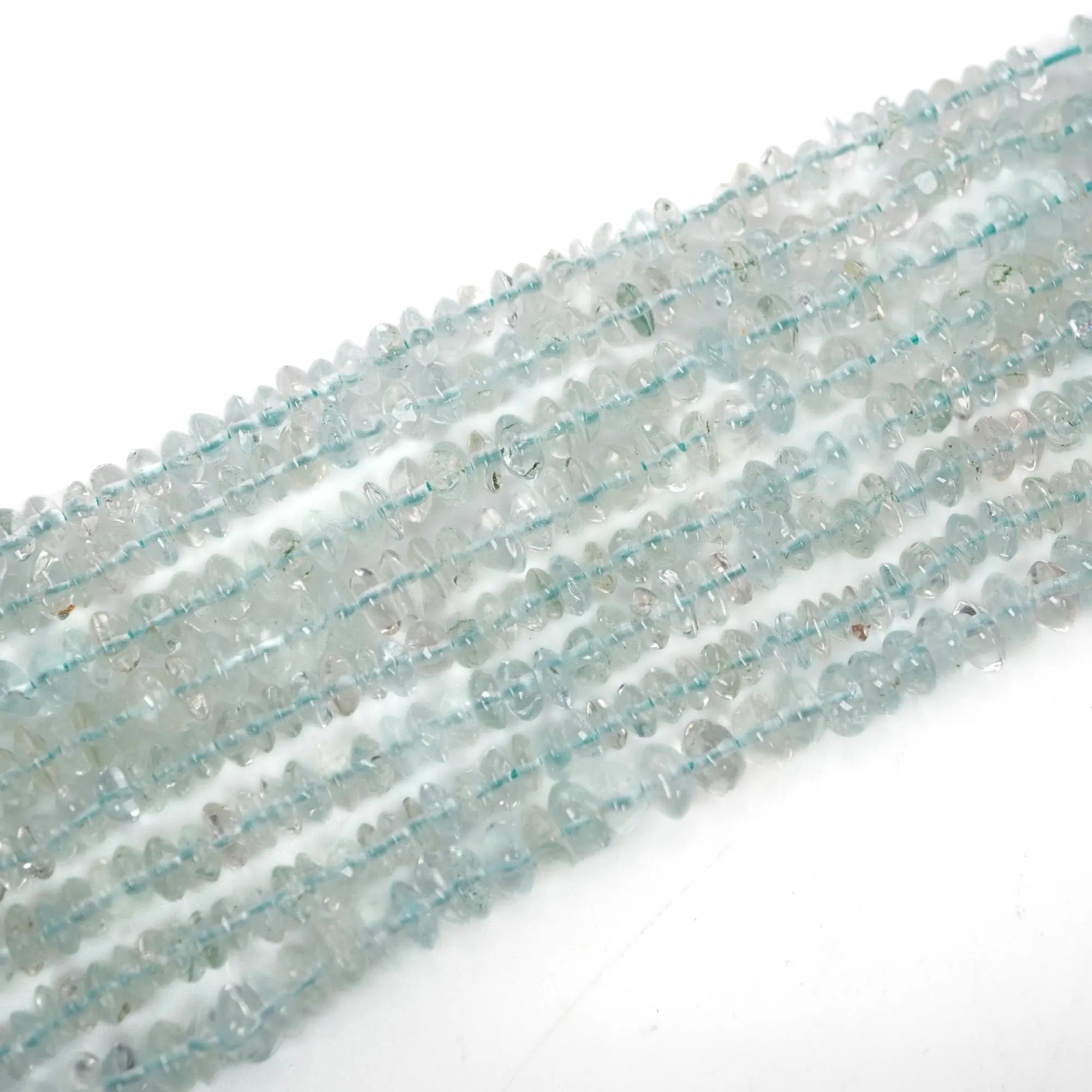 Aquamarine Smooth Rondelle Shape Gemstone 15 inches Strand Beads