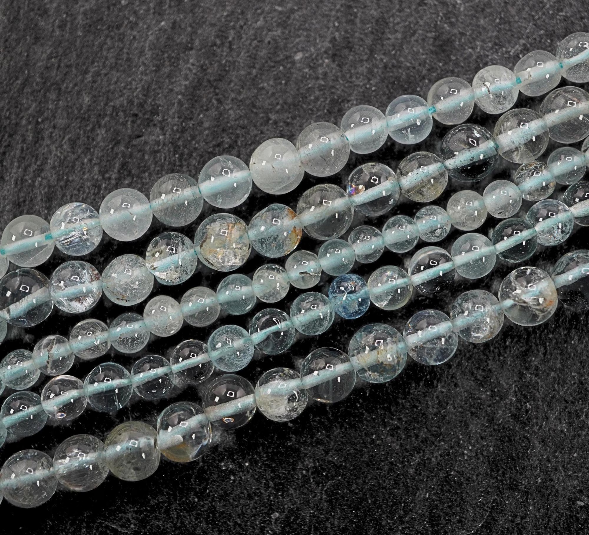 Aquamarine Smooth Round Shape Gemstone Strand Beads