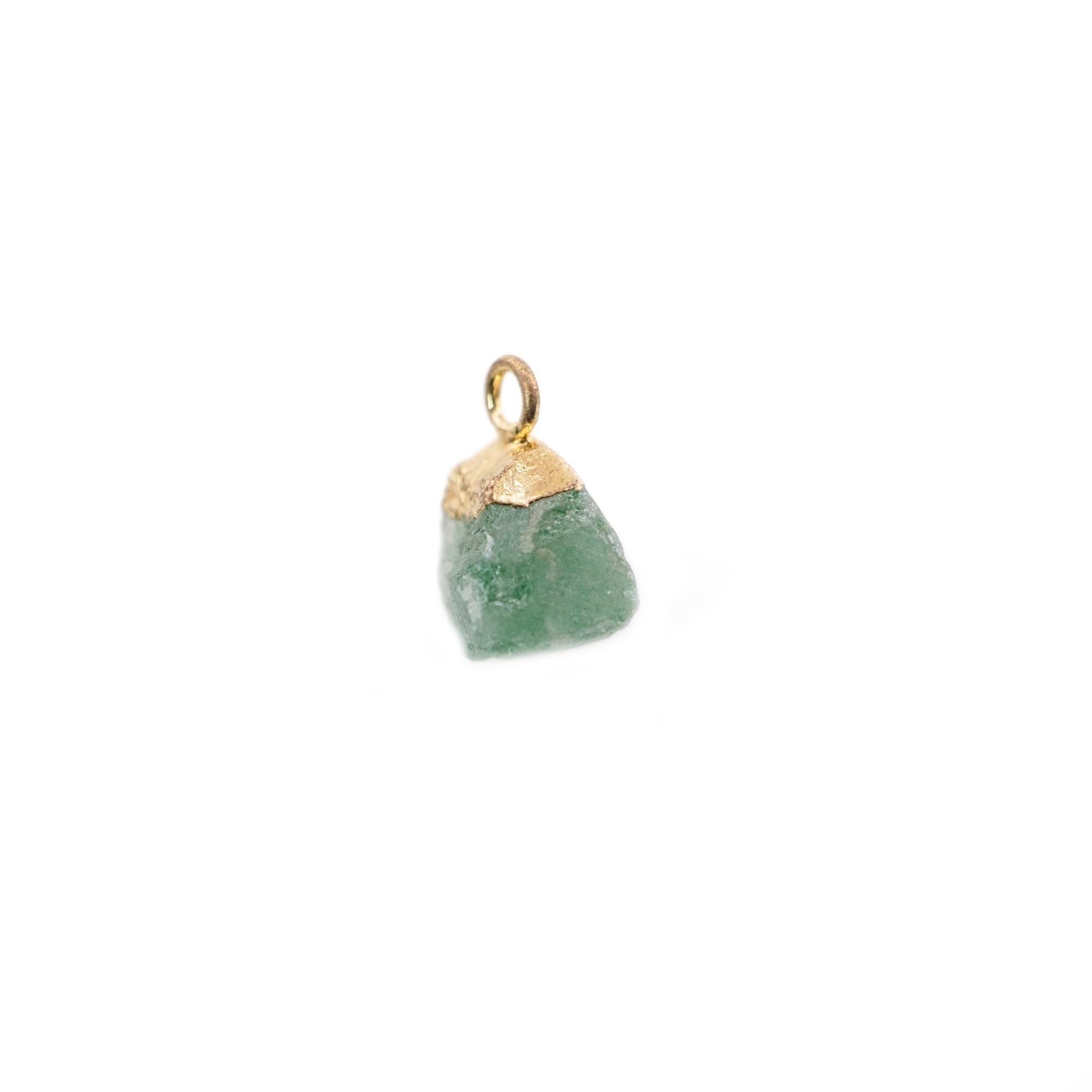 Aquamarine Rough Shape Gemstone Gold Electroplated Charm Pendant