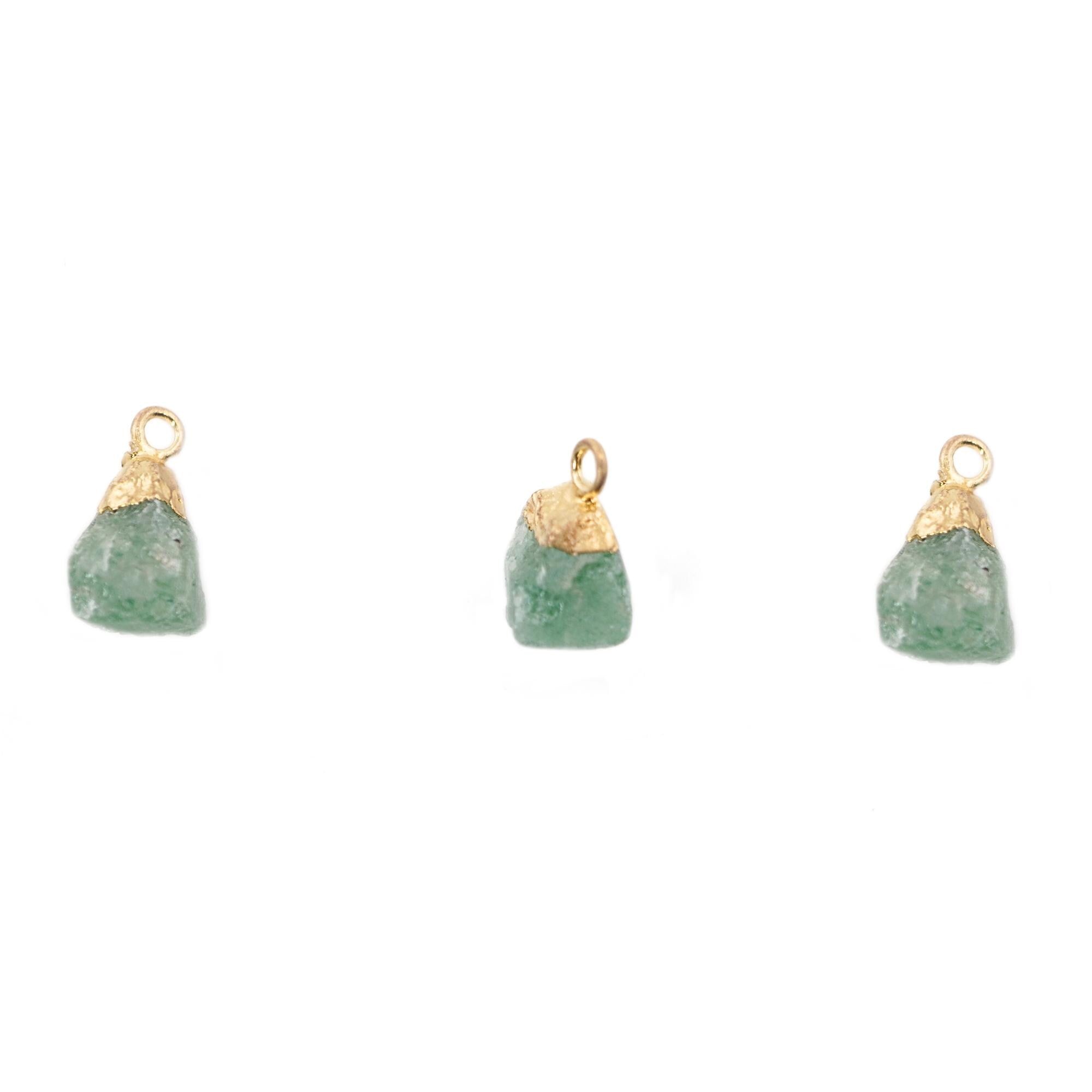Aquamarine Rough Shape Gemstone Gold Electroplated Charm Pendant